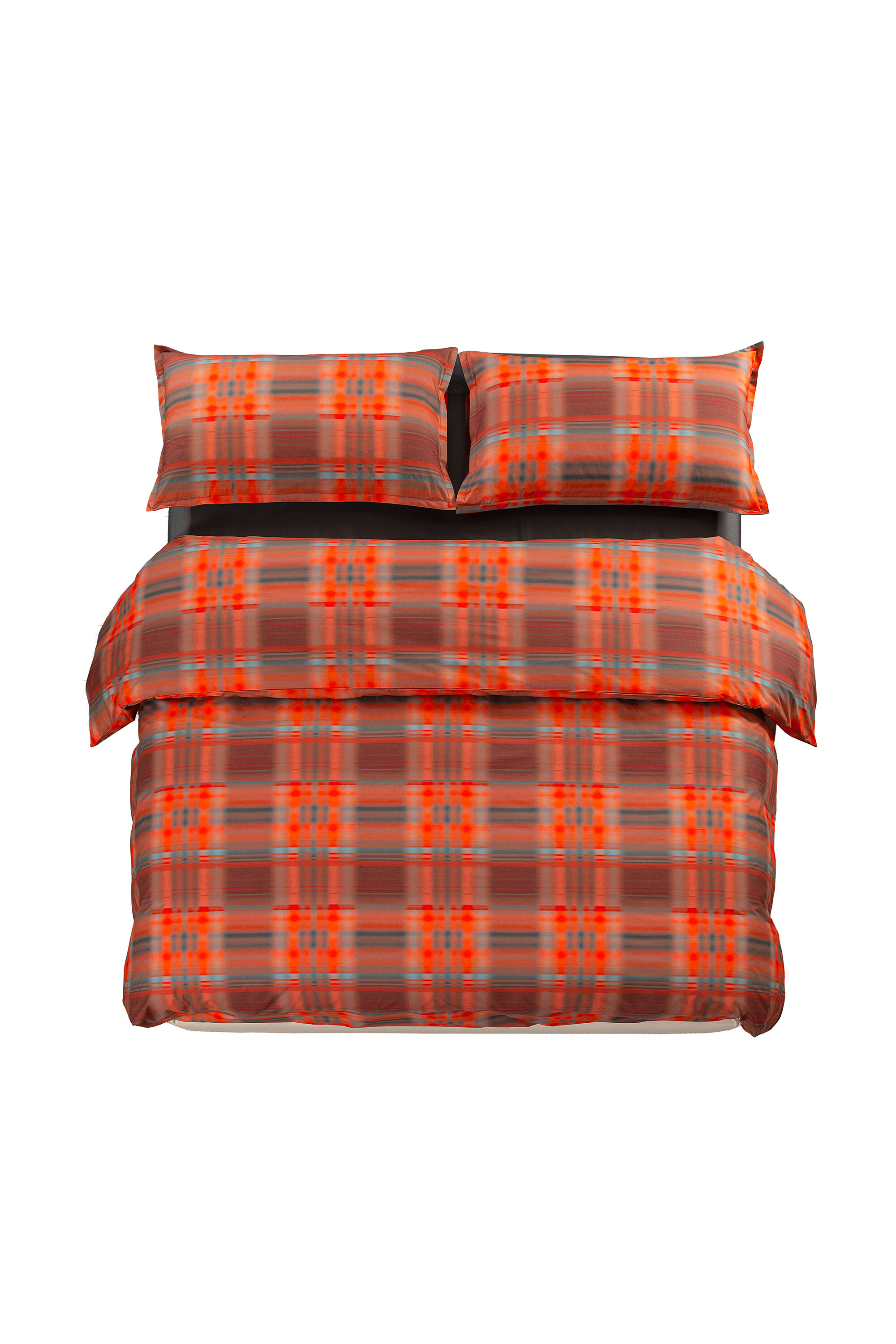 Diesel - 1016333  HAZY TARTAN DUVET COVER SET FOR, Juego de funda n&oacute;rdica de percal para cama queen size Unisex in Naranja - 1
