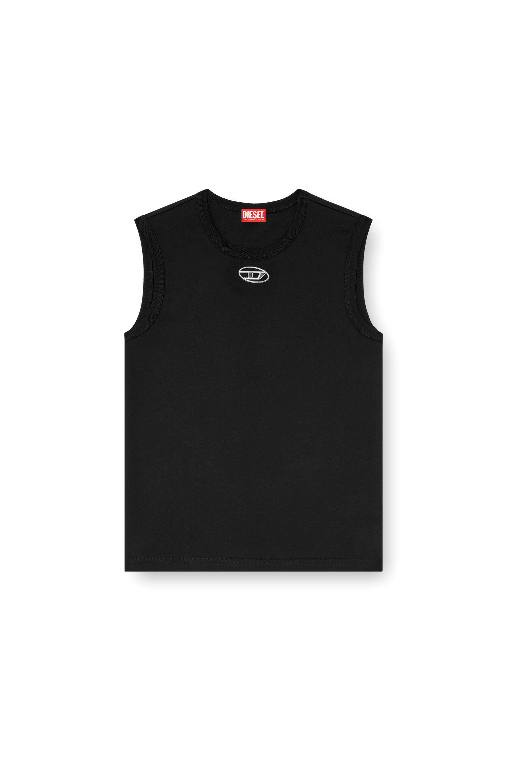 Diesel - T-BISCO-OD, Camiseta con tirantes con logotipo Oval D metálico Hombre in Negro - 2