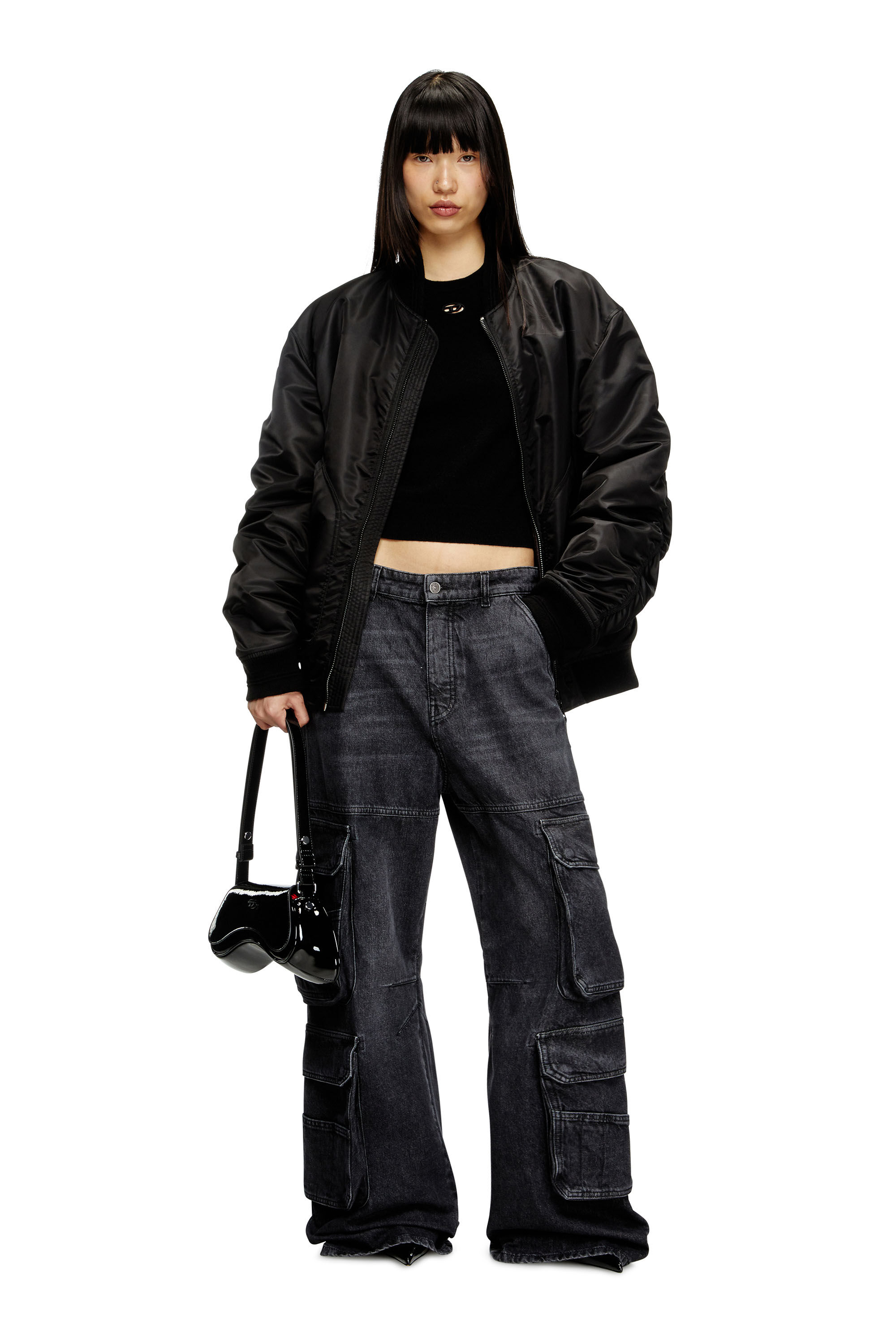 Diesel - PLAY CROSSBODY, Play-Bandolera de poliuretano brillante Mujer in Negro - 6