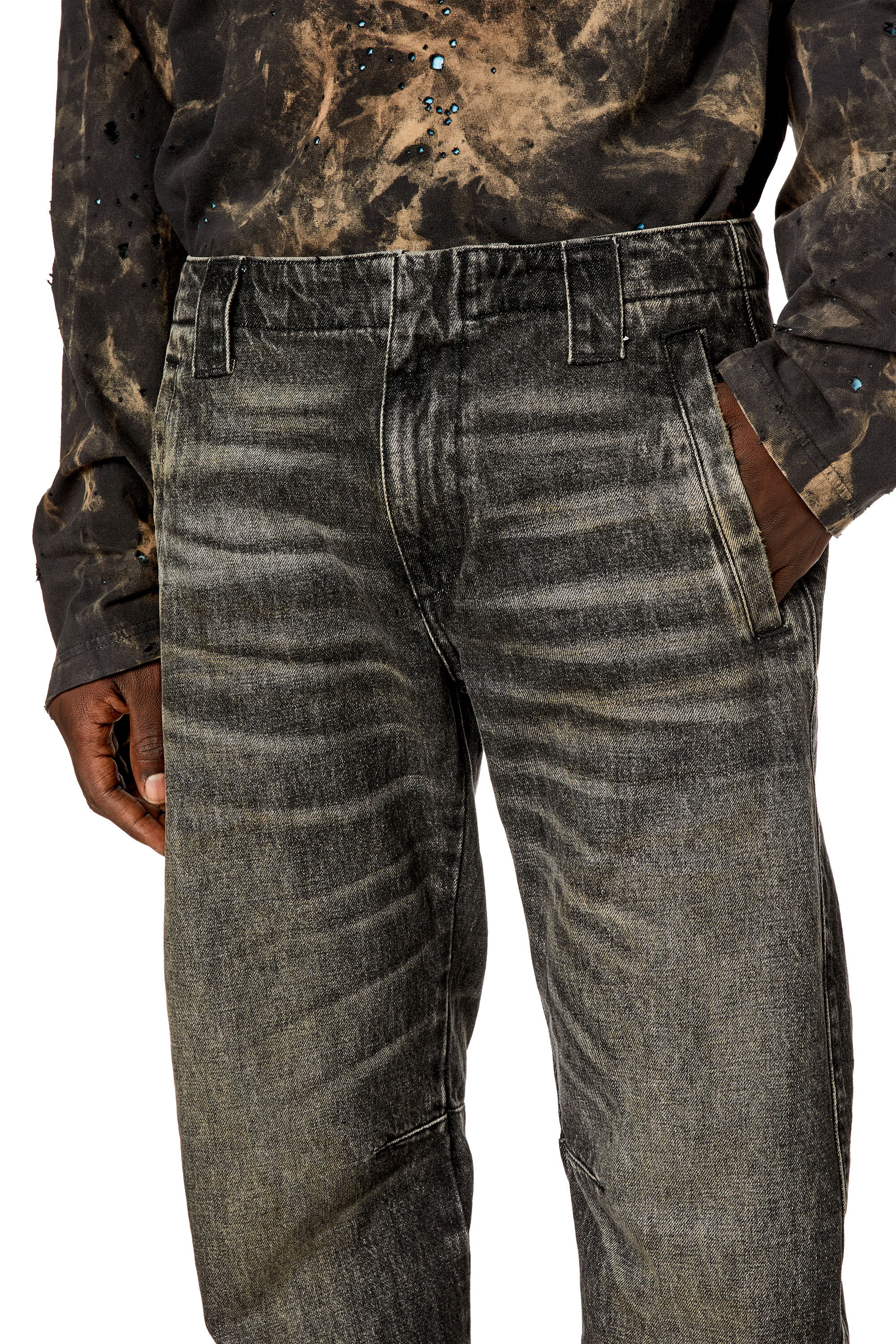 Diesel - Straight Jeans D-Gene 0GHAA, Negro/Gris oscuro - Image 5