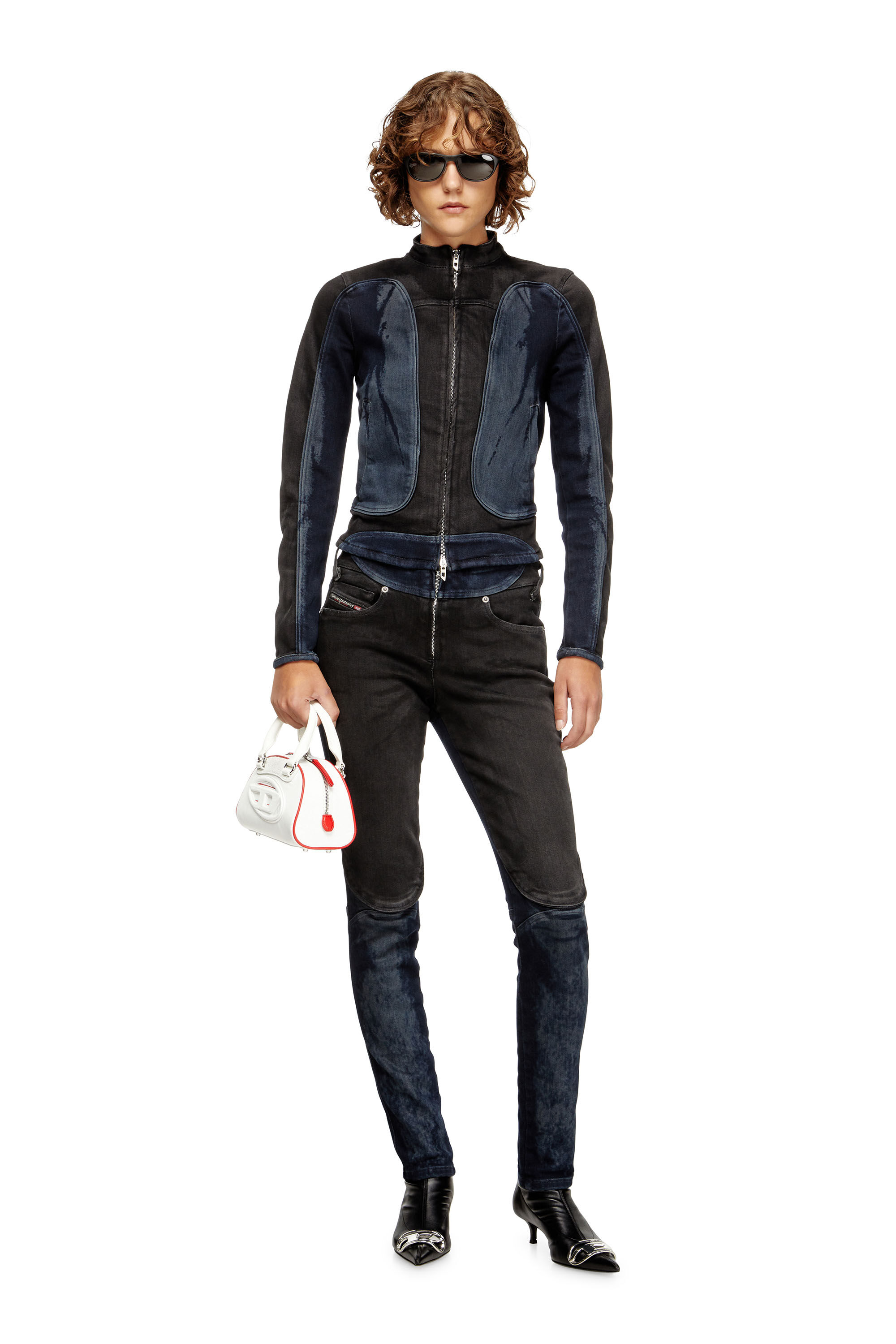 Diesel - DE-MORNY-S, Chaqueta de estilo biker en denim bicolor Mujer in Multicolor - 1