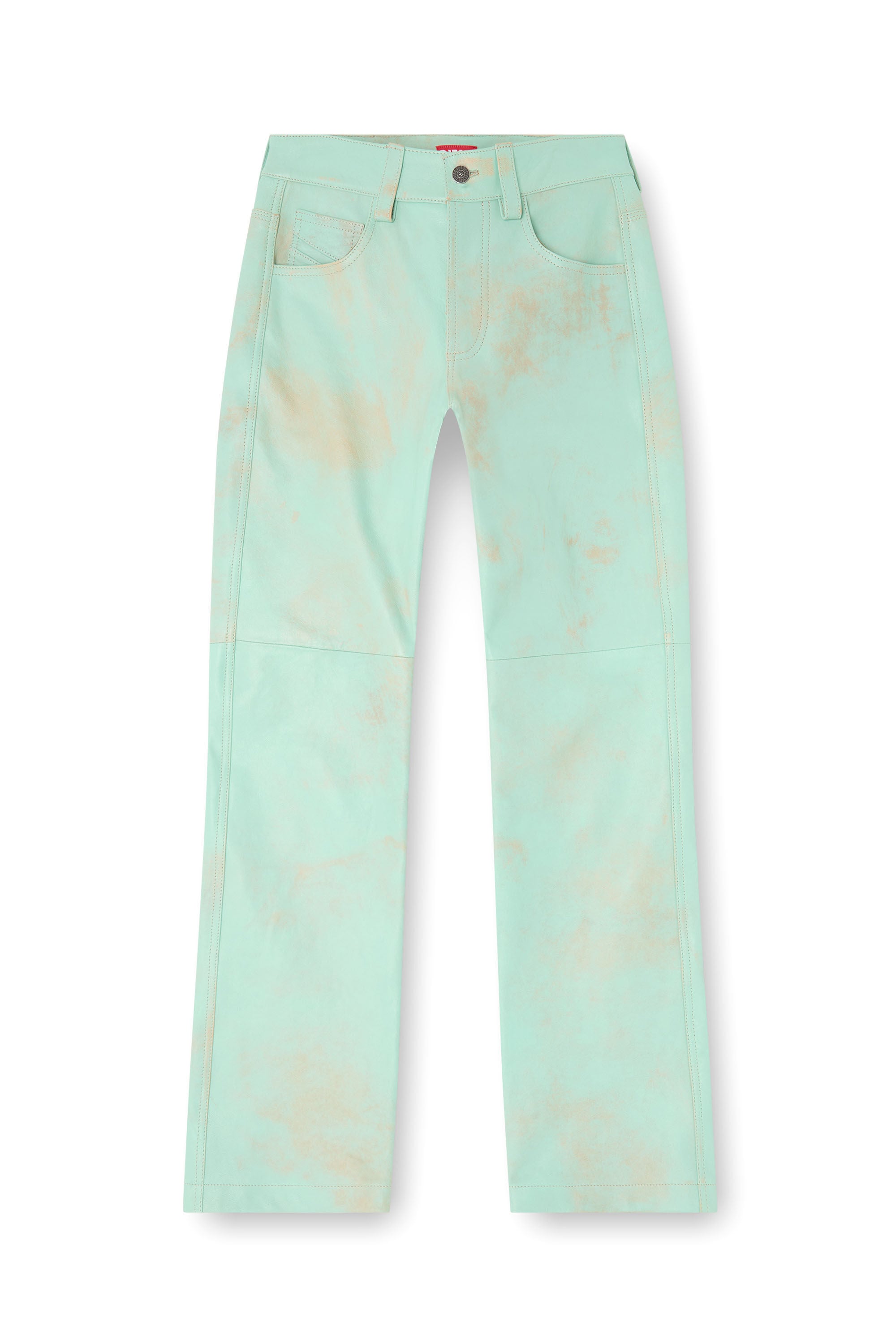 Diesel - L-POCKA, Pantal&oacute;n de cuero tratado Mujer in Verde - 2