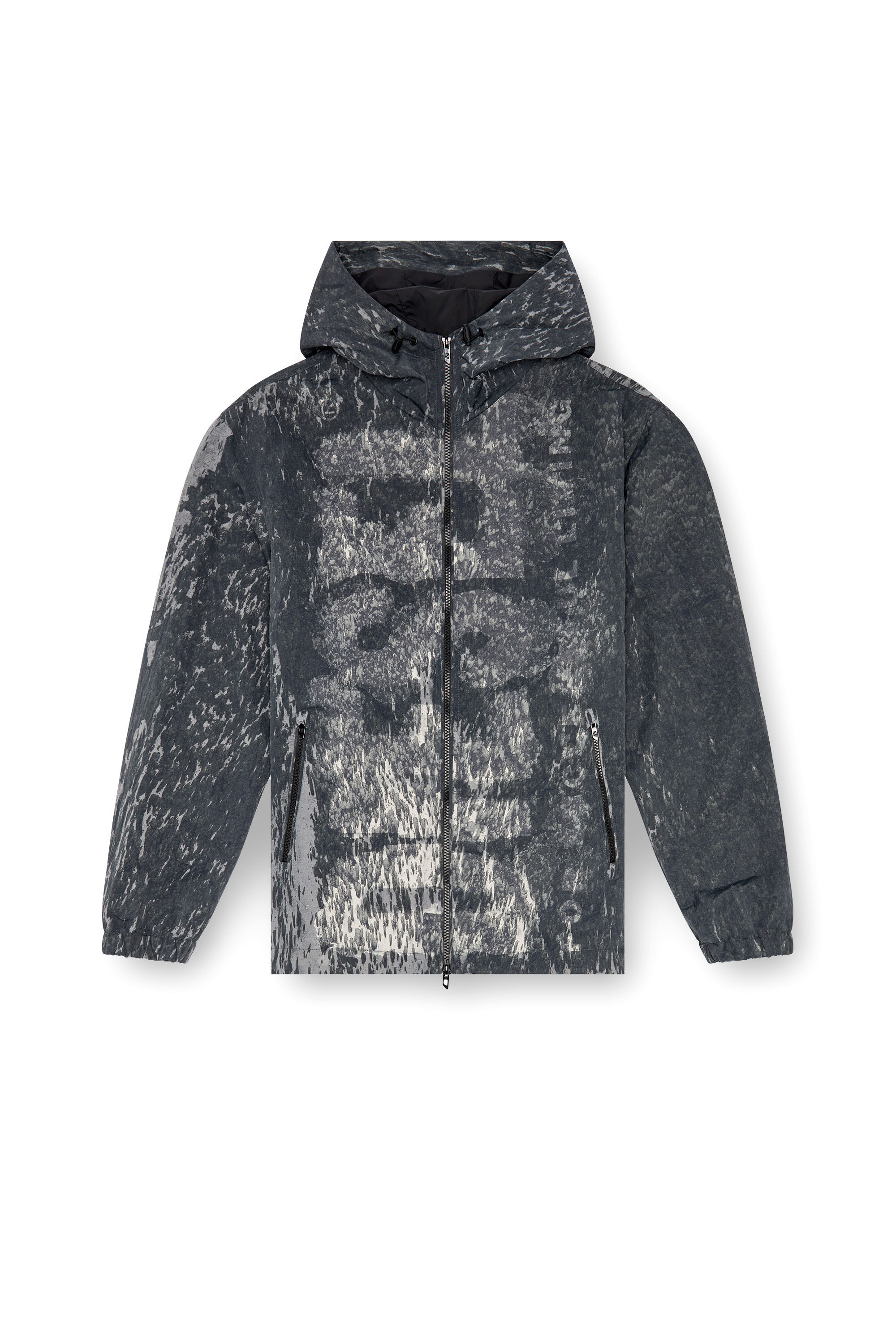 Diesel - J-BRICK, Anorak con capucha y estampado Rain Camo Hombre in Negro - 2