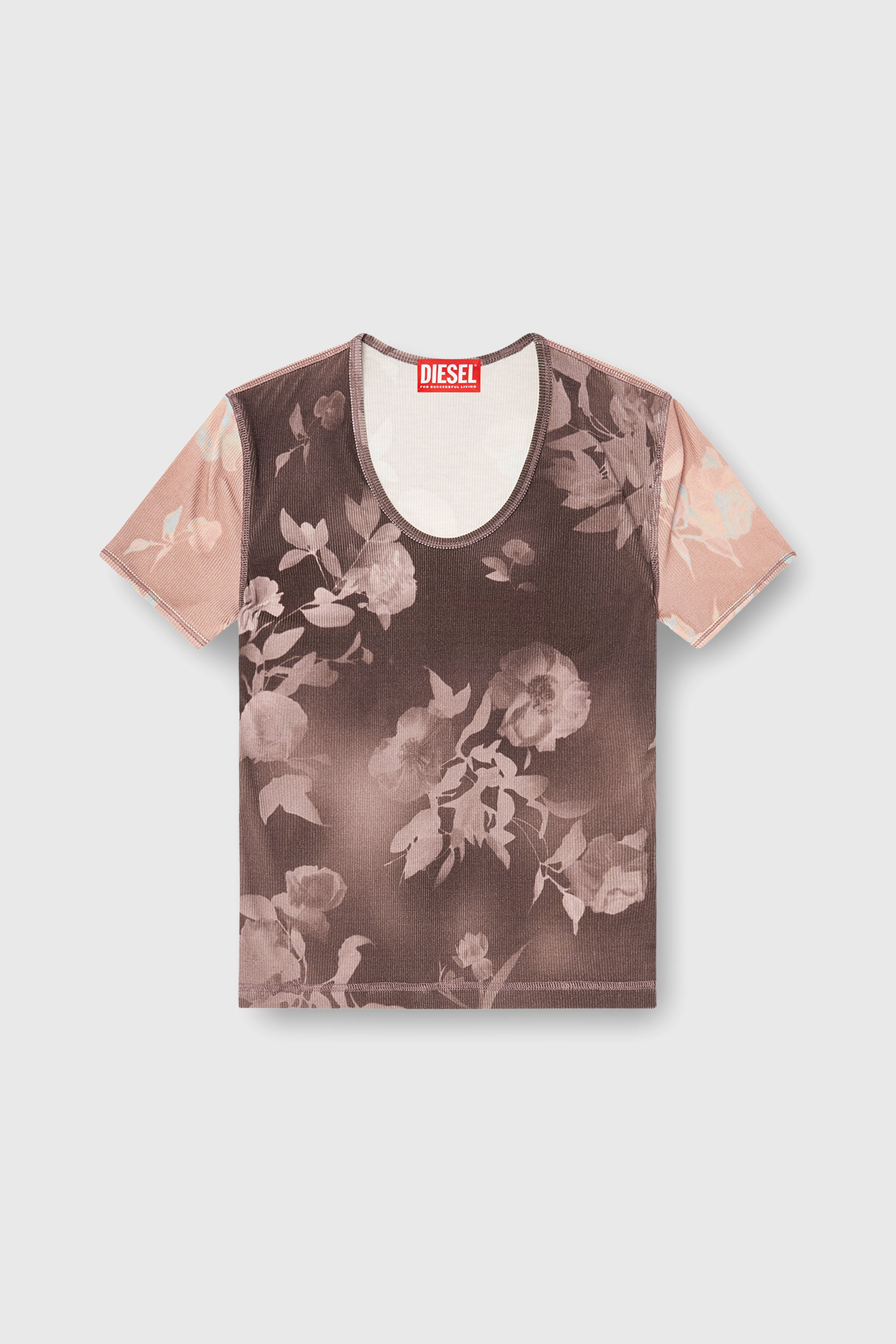 Diesel - T-ELENEWU, Top de punto acanalado con estampado floral Mujer in Multicolor - 2