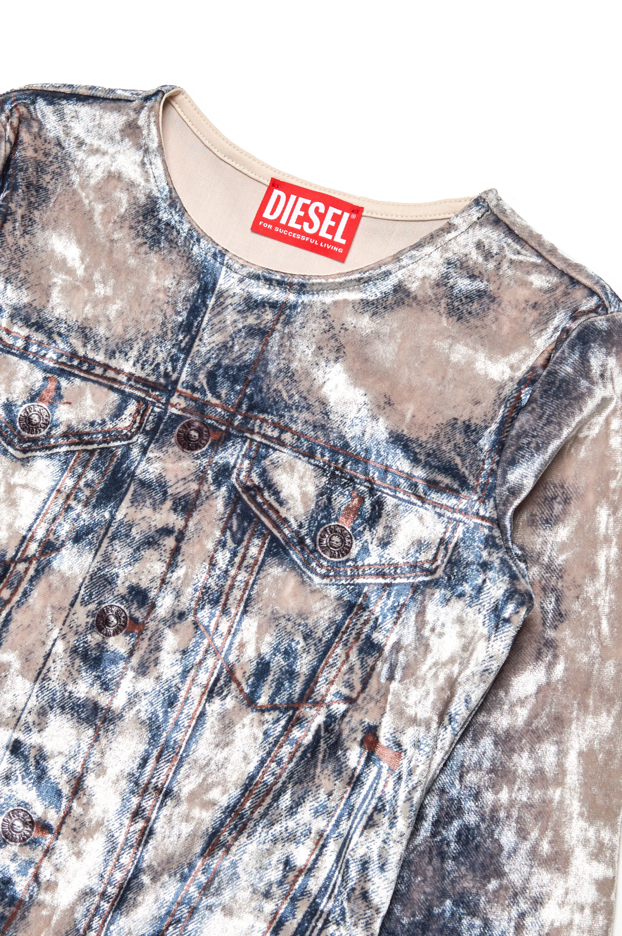 Diesel - TCLAUVET, Camiseta de manga larga con estampado trampantojo Mujer in Azul marino - 3