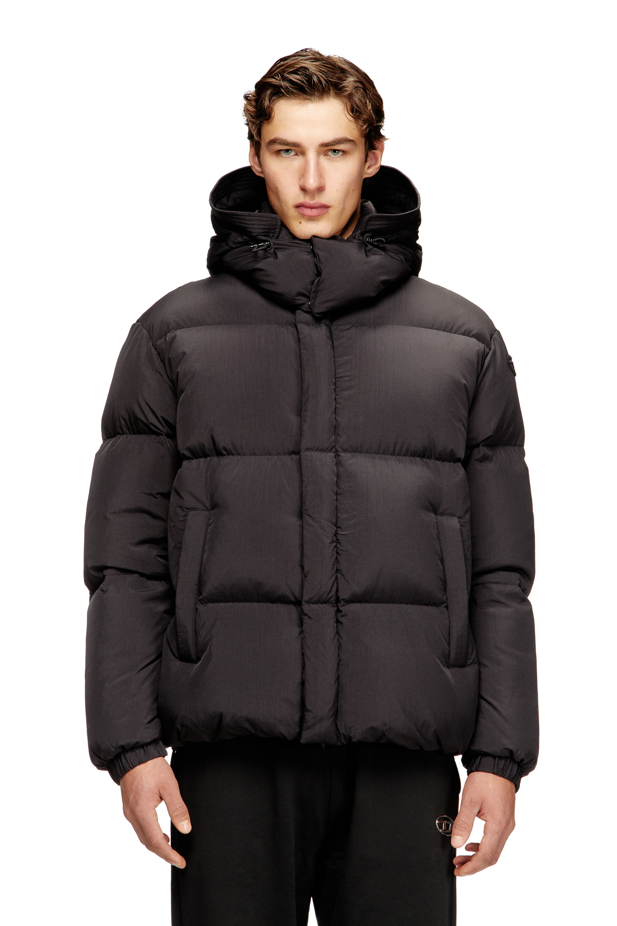 Diesel - W-ROLFYS-WRD, Chaqueta acolchada de plumas en Taslan ViralOff&reg; Hombre in Gris - 3