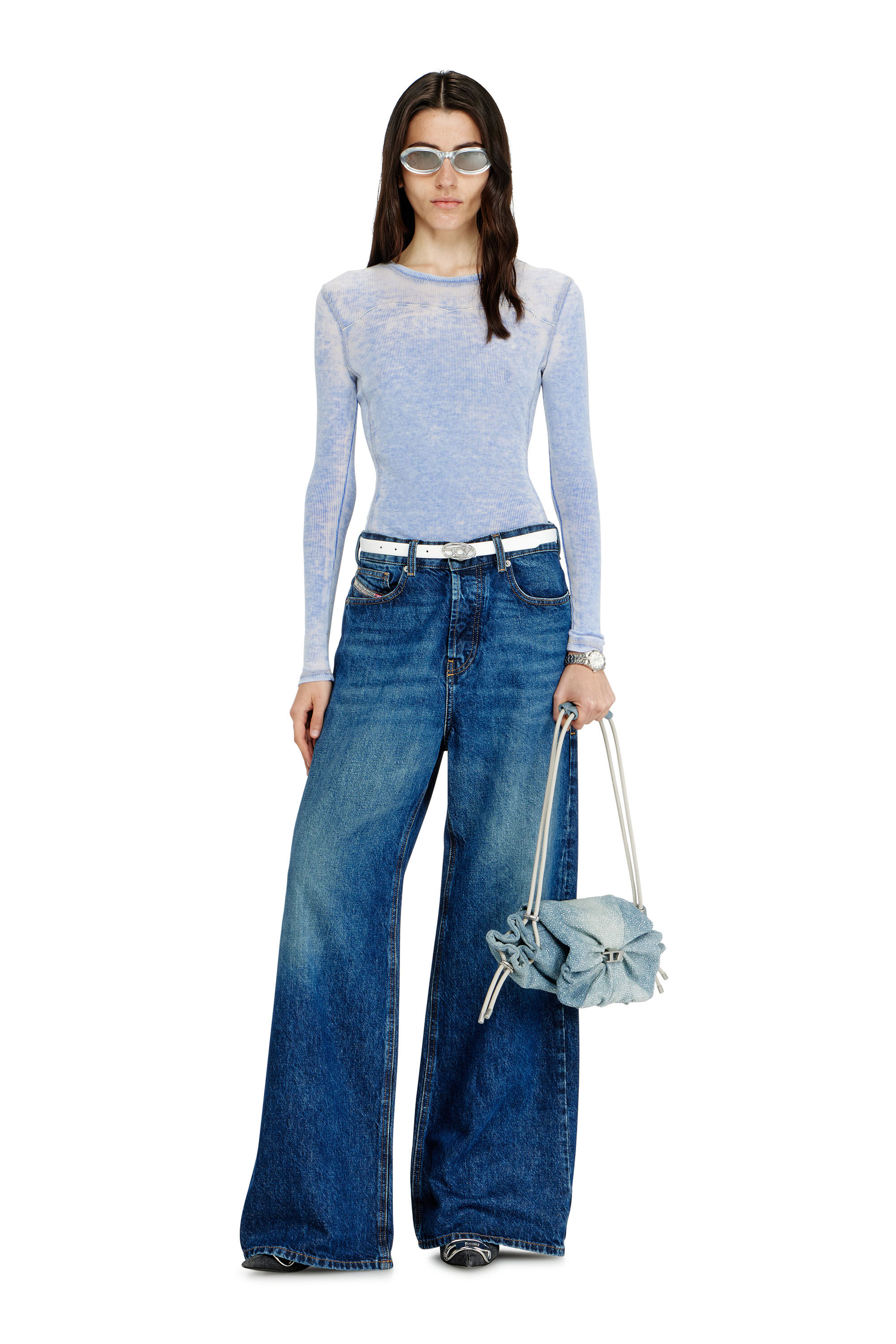Vaqueros anchos de mujer en azul Oscuro | Diesel®