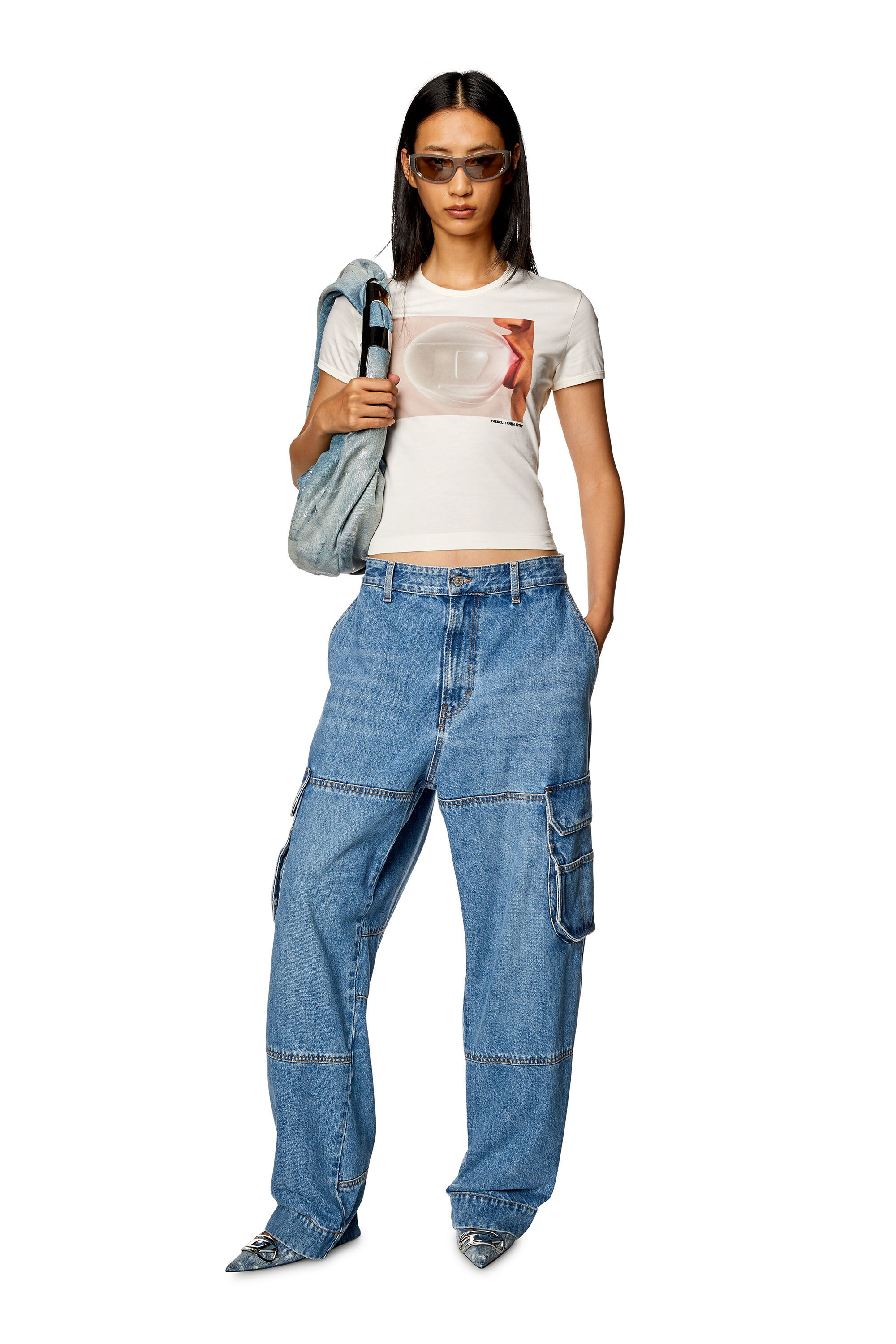 bubblegum T-UNCUTIE-LONG-N7 with Oval T-shirt Diesel Women\'s D | print