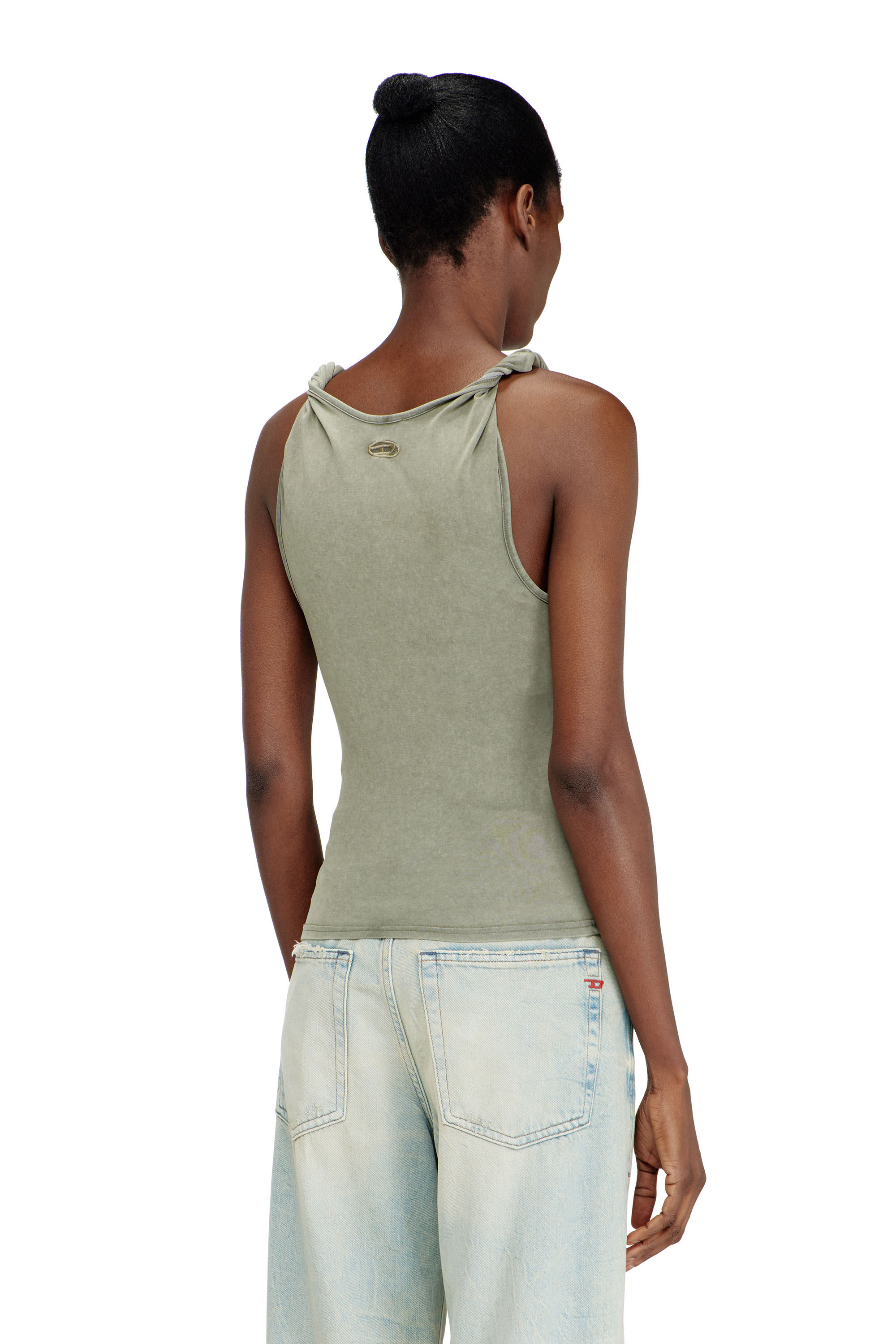 Diesel - T-TWY-S1, Camiseta sin mangas con tirantes retorcidos Mujer in Verde - 4