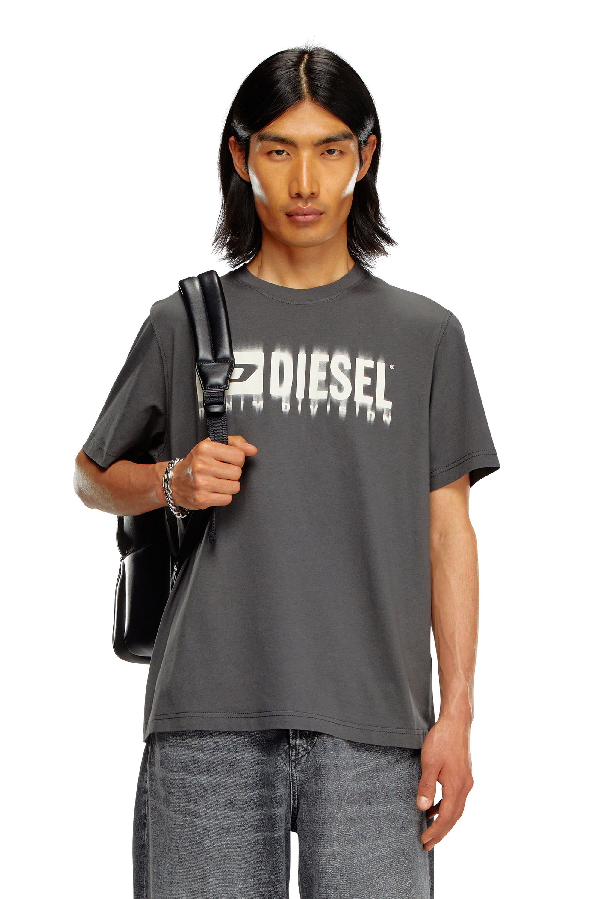 Diesel - T-ADJUST-Q7, Hombre Camiseta con logotipo Diesel borroso in Gris - Image 3