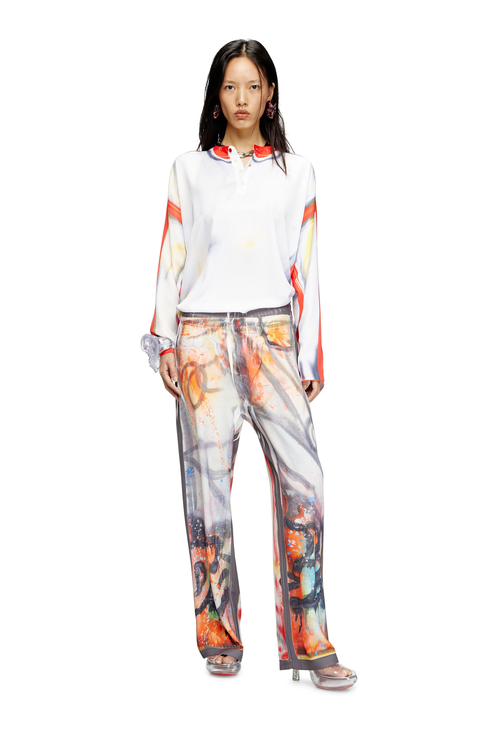 Diesel - P-AFTER-GRAFFITI-USA, Pantalón holgado con estampado graffiti Unisex in Gris - 6