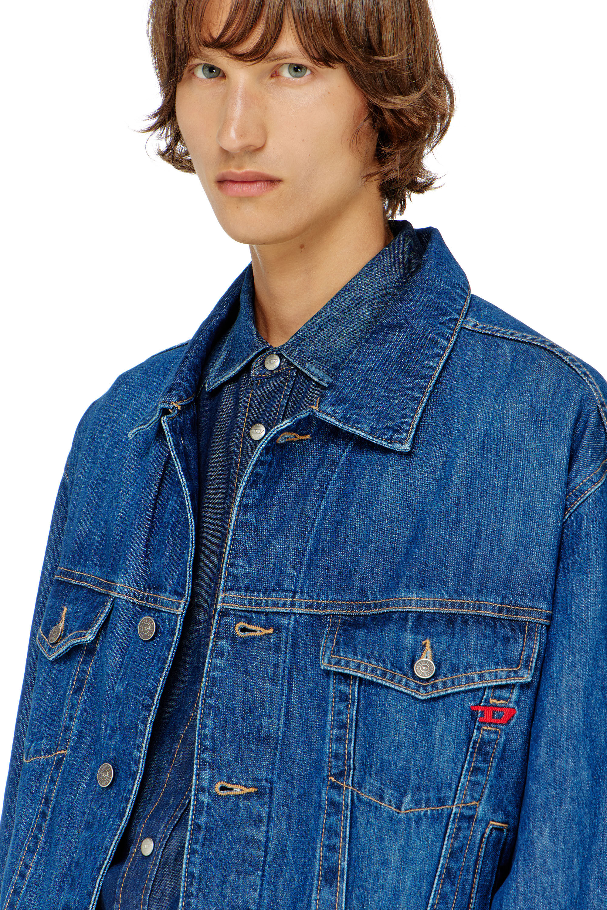 Diesel - D-RANGER, Chaqueta trucker de denim Hombre in Azul marino - 5