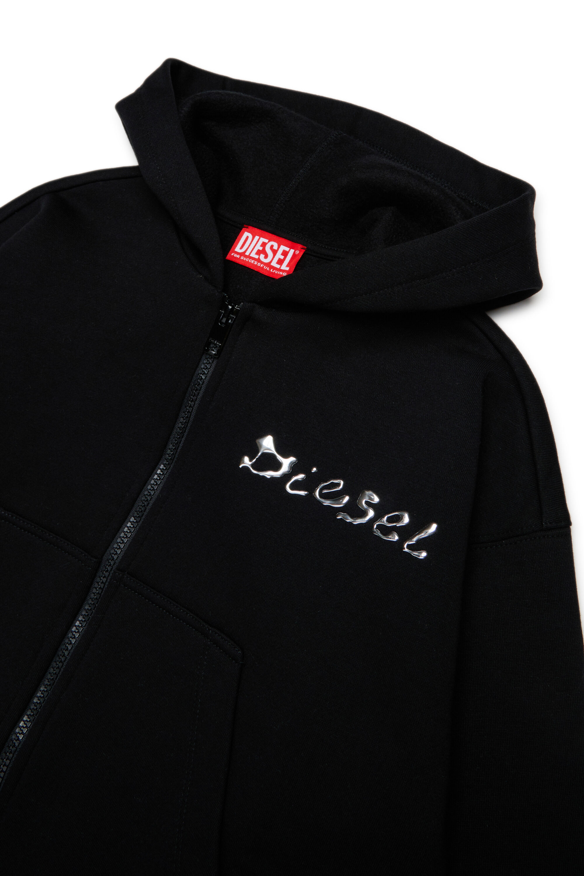 Diesel - STRISTANA, Sudadera de algodón con cremallera Mujer in Negro - 3