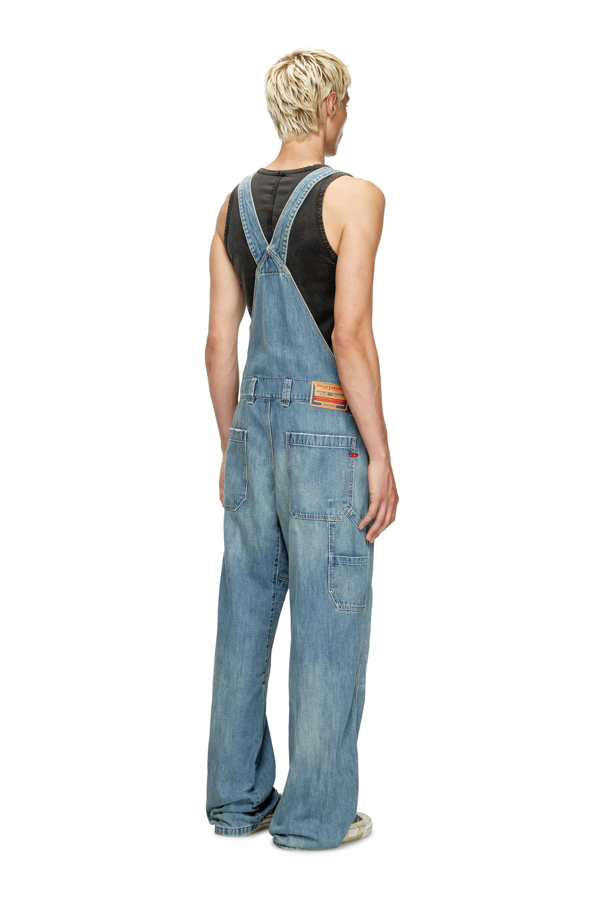 Diesel - D-FRAMU-U, Overol de denim de estilo utility Unisex in Azul marino - 4
