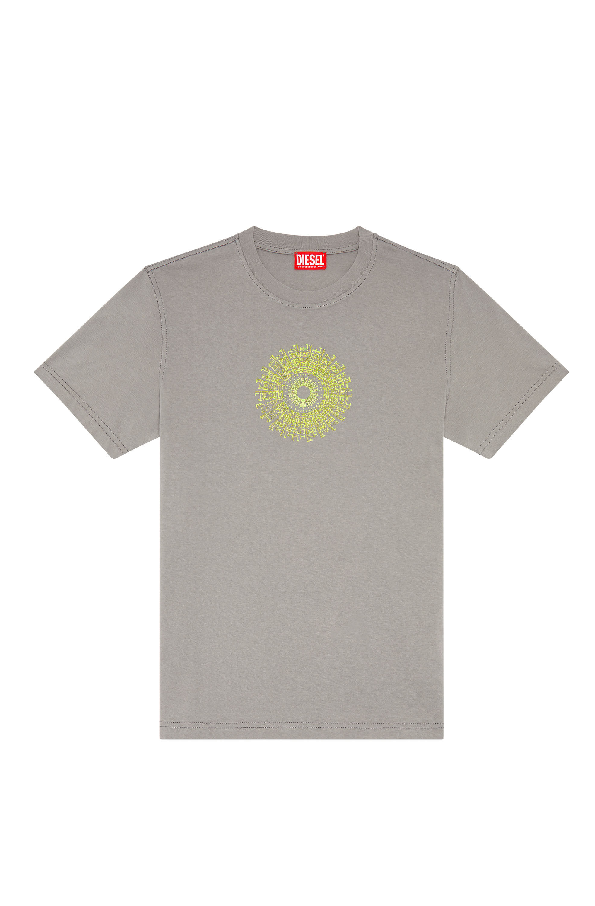 Diesel - T-DIEGOR-K71, Camiseta con estampado de Diesel en forma de remolino Hombre in Gris - 1