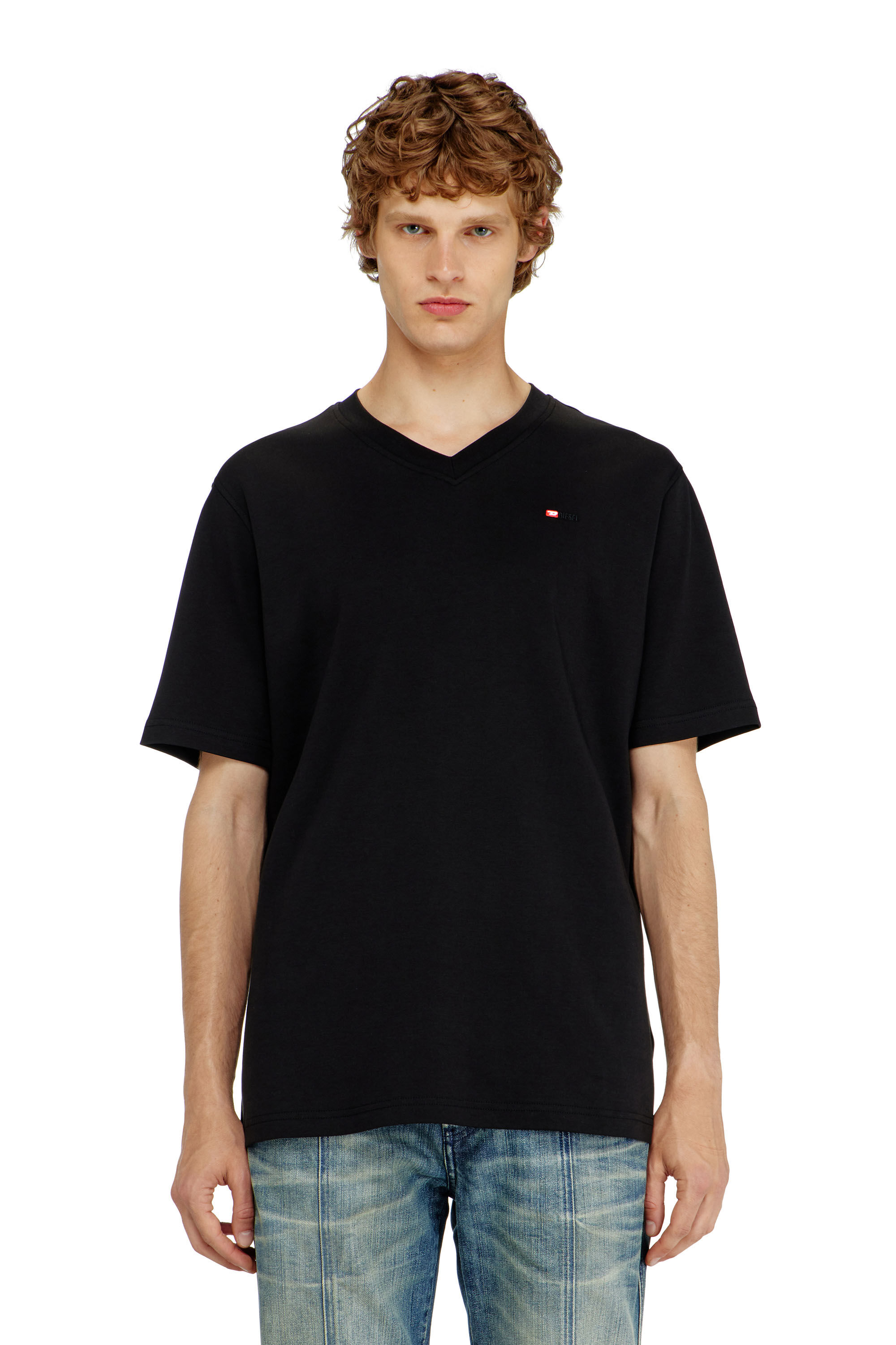 Diesel - T-ADJUST-V-MICRODIV, Camiseta de cuello de pico con microbordado de logo Hombre in Negro - 3