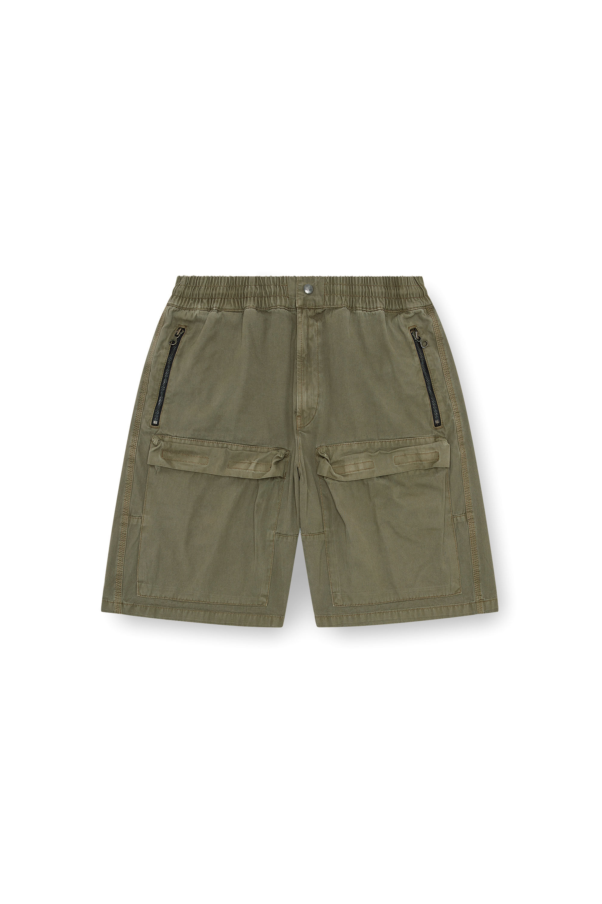 Diesel - P-BEECK-SHORT, Hombre Pantalones cortos cargo de algodón orgánico desteñido in Verde - Image 2