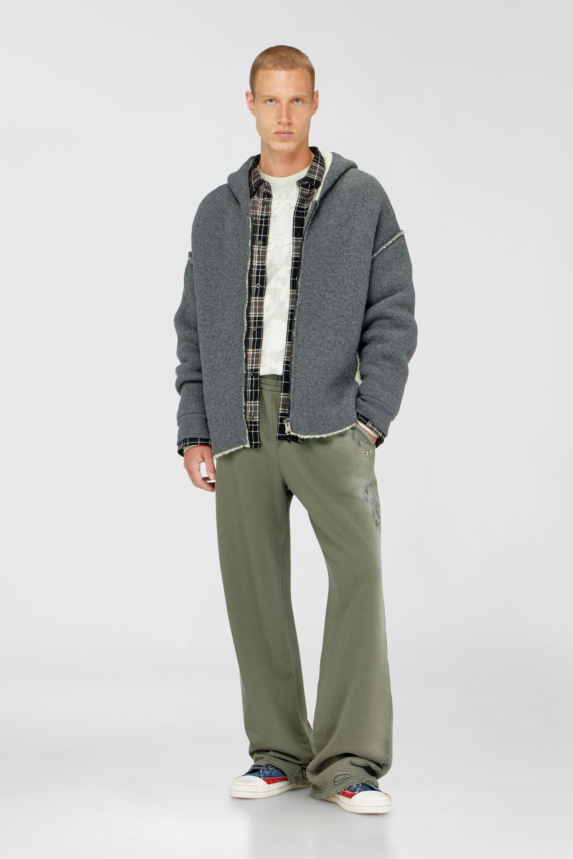 Diesel - K-BOUBBY, Sudadera con cremallera de punto de doble textura Hombre in Gris - 1