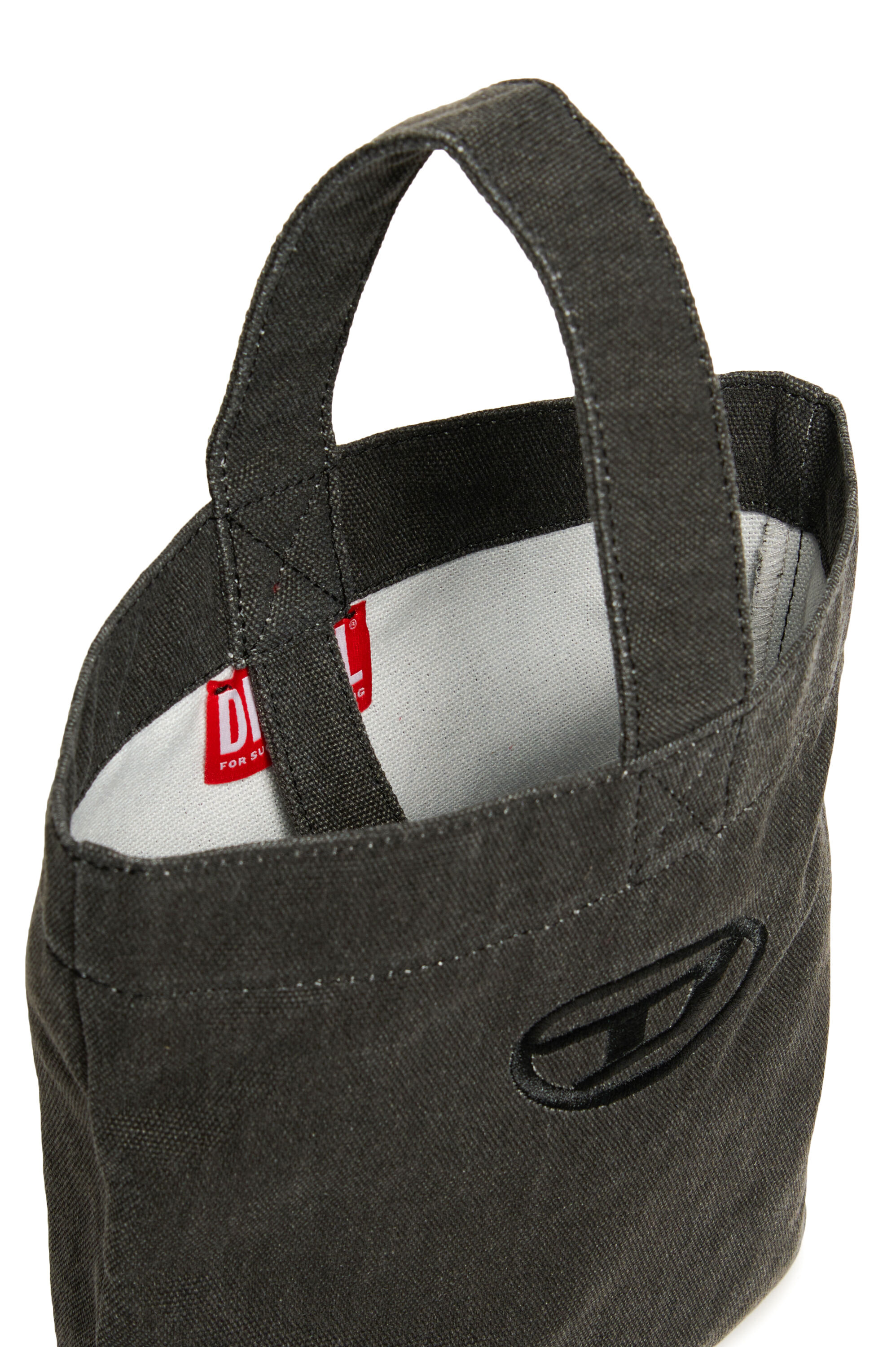 Diesel - WMATTIS, Bolso tipo cubo de lona con bordado Oval D Mujer in Negro - 5