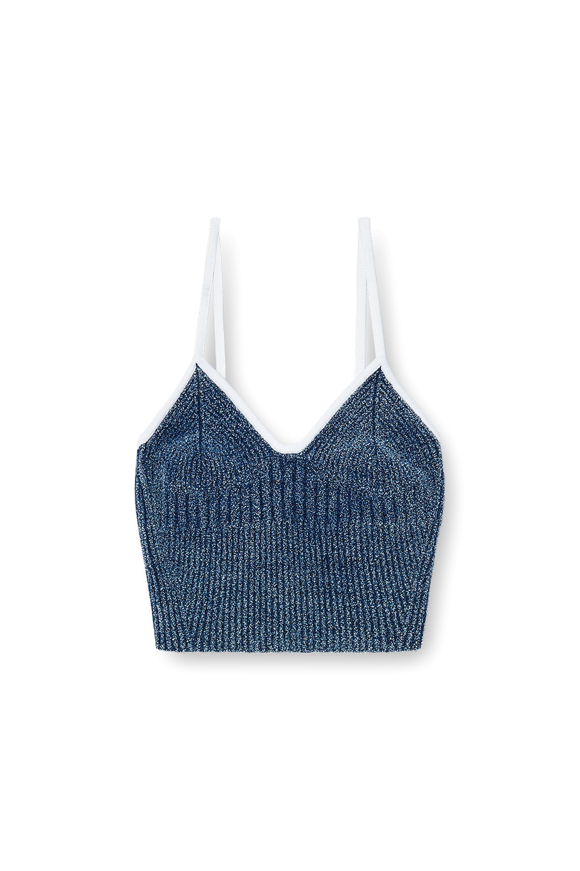 Diesel - M-ESTERE, Crop top de punto acanalado boucl&eacute; &iacute;ndigo Mujer in Multicolor - 2