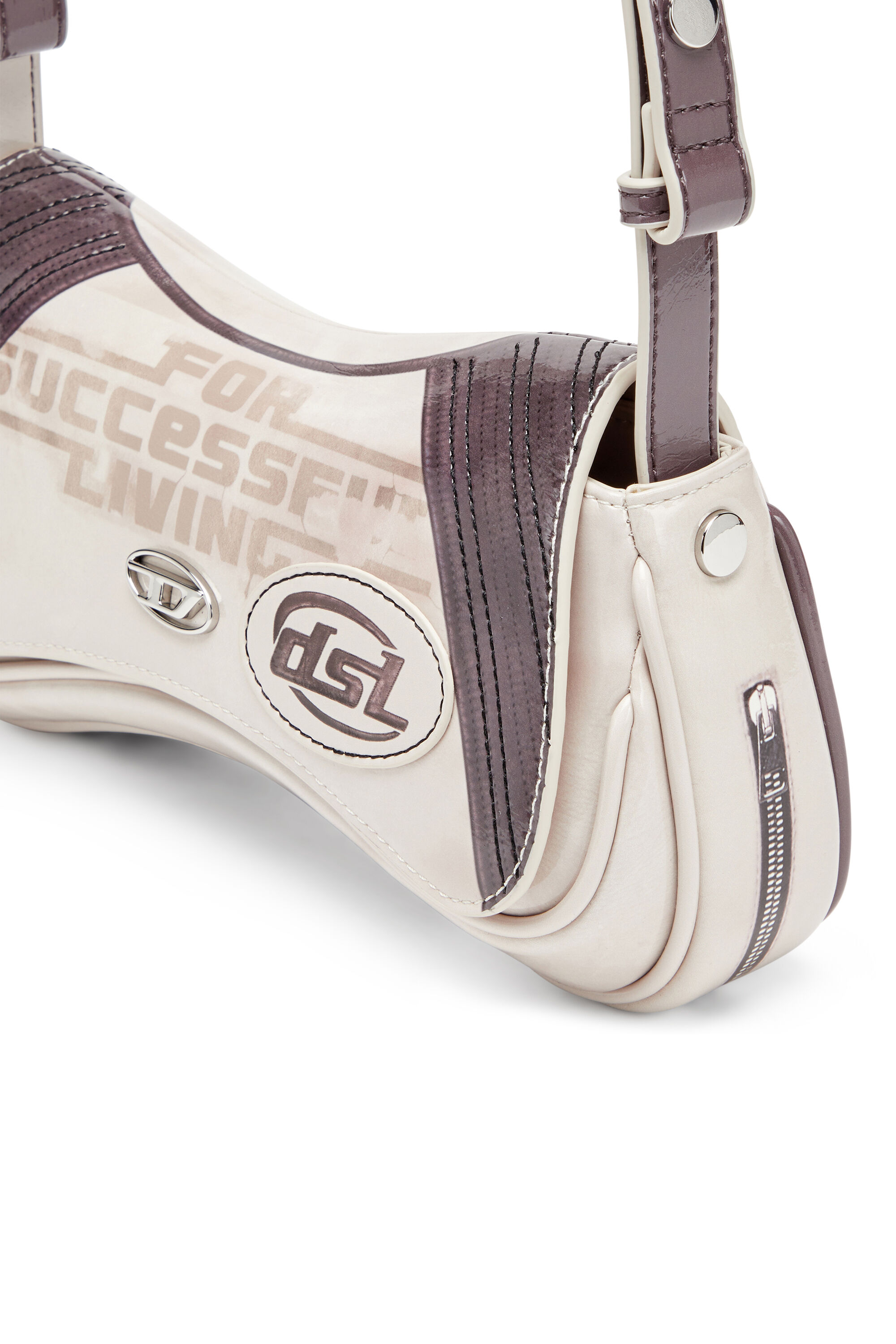 Diesel - PLAY CLUTCH, Play-Clutch brillante con detalles tipo motorista Mujer in Gris - 6