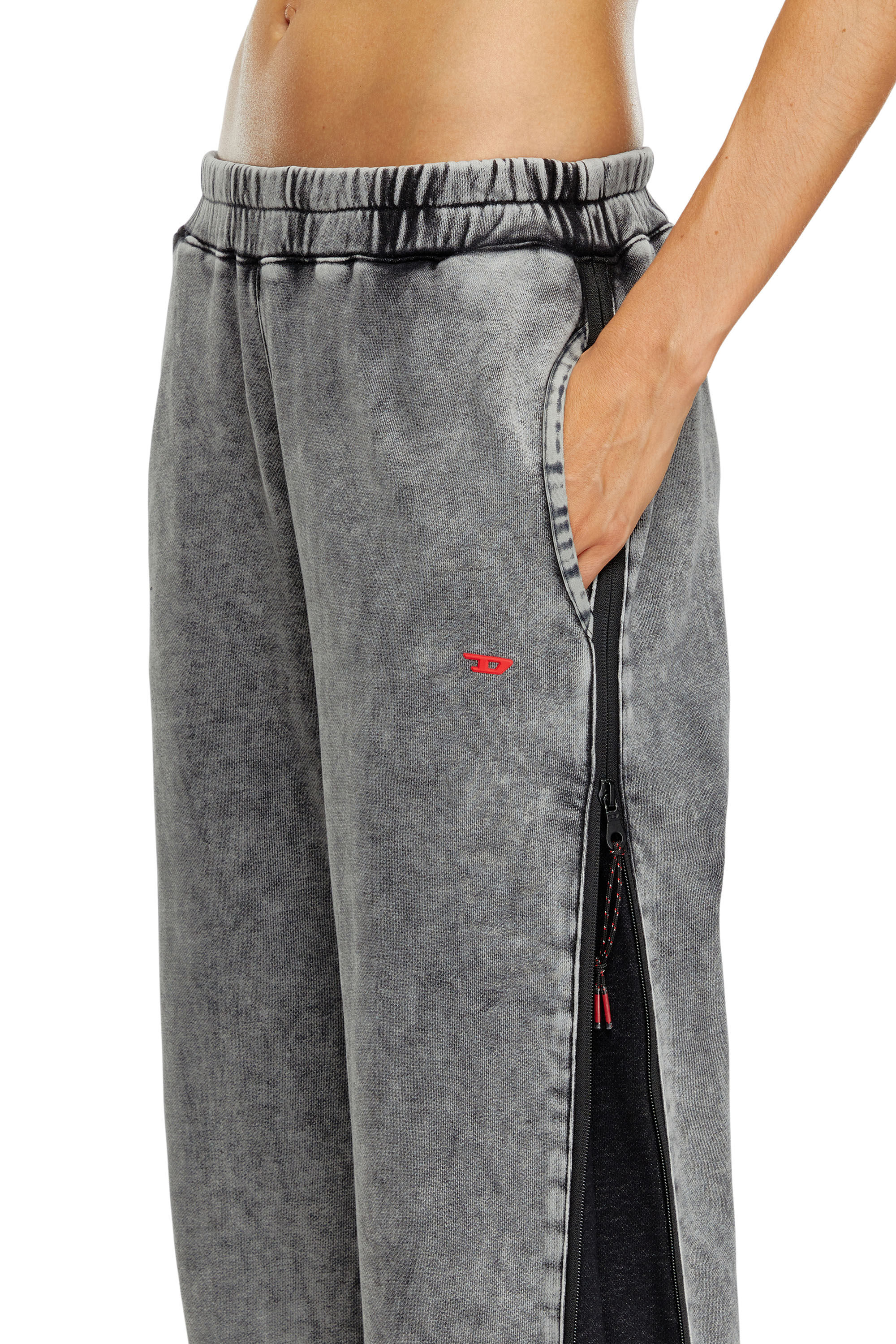 Diesel - AWSB-DELANEY-HT51, Mujer Pantalones deportivos desteñidos con laterales con cremallera in Gris - Image 5