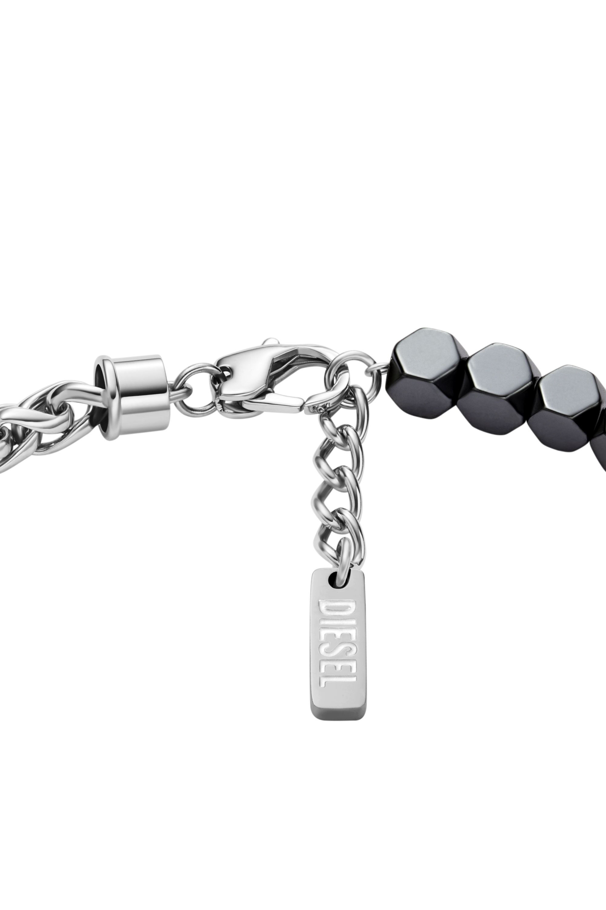 Diesel - DX1647931 JEWELLERY, Pulsera de cuentas de acero inoxidable y hematita Unisex in Plateado - 2