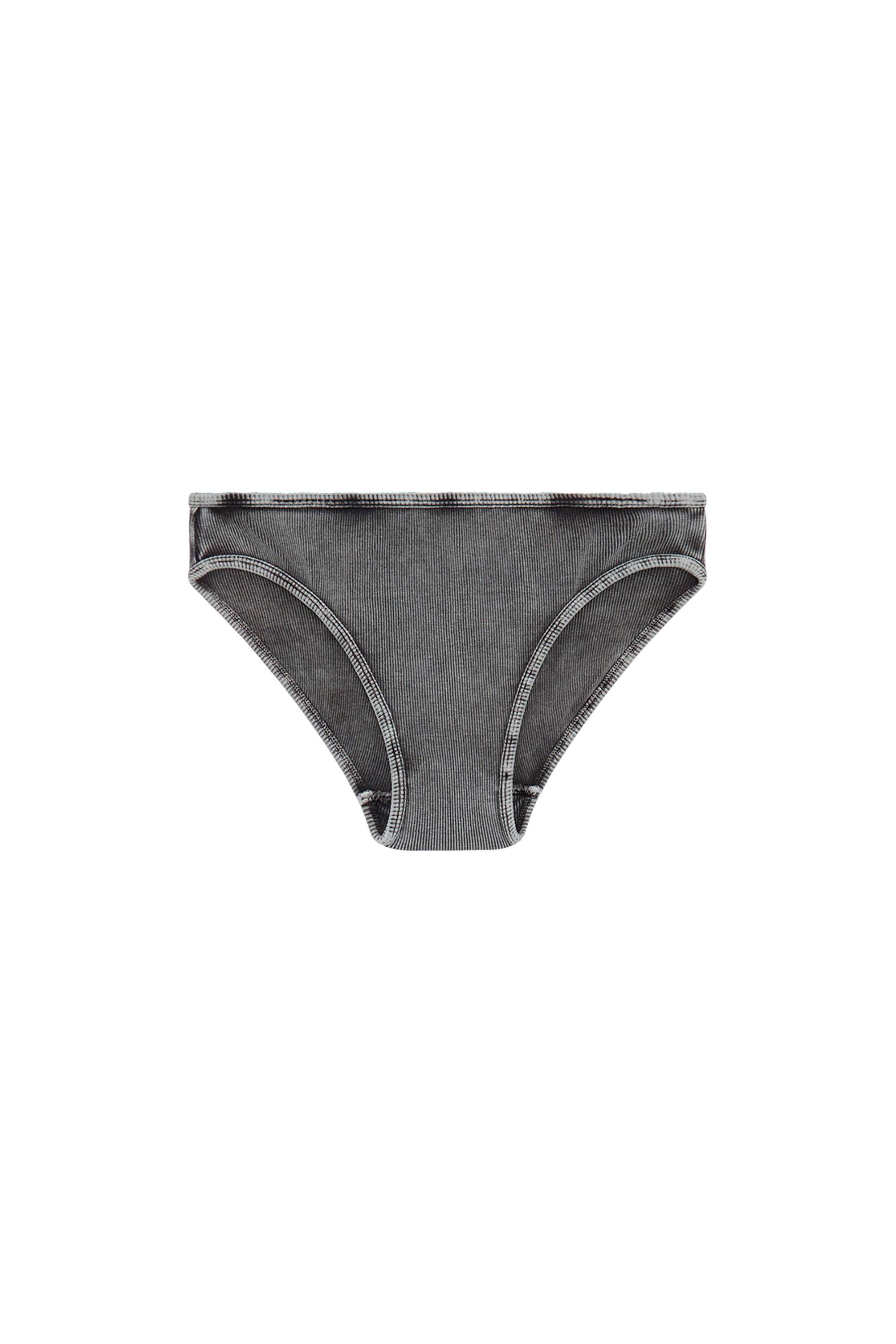 Diesel - UFPN-D-OVAL-HIGH-WAISTED-BRIEF, Braguitas en canalé con placa Oval D Mujer in Negro - 2