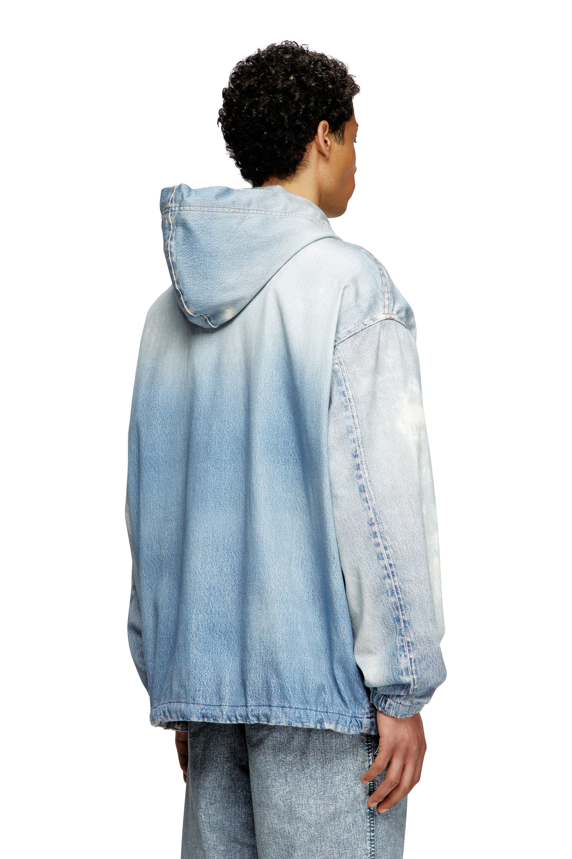 Diesel - D-WYNNY JOGG, Chaqueta con capucha de JoggJeans estampado con efecto desteñido Hombre in Azul marino - 3