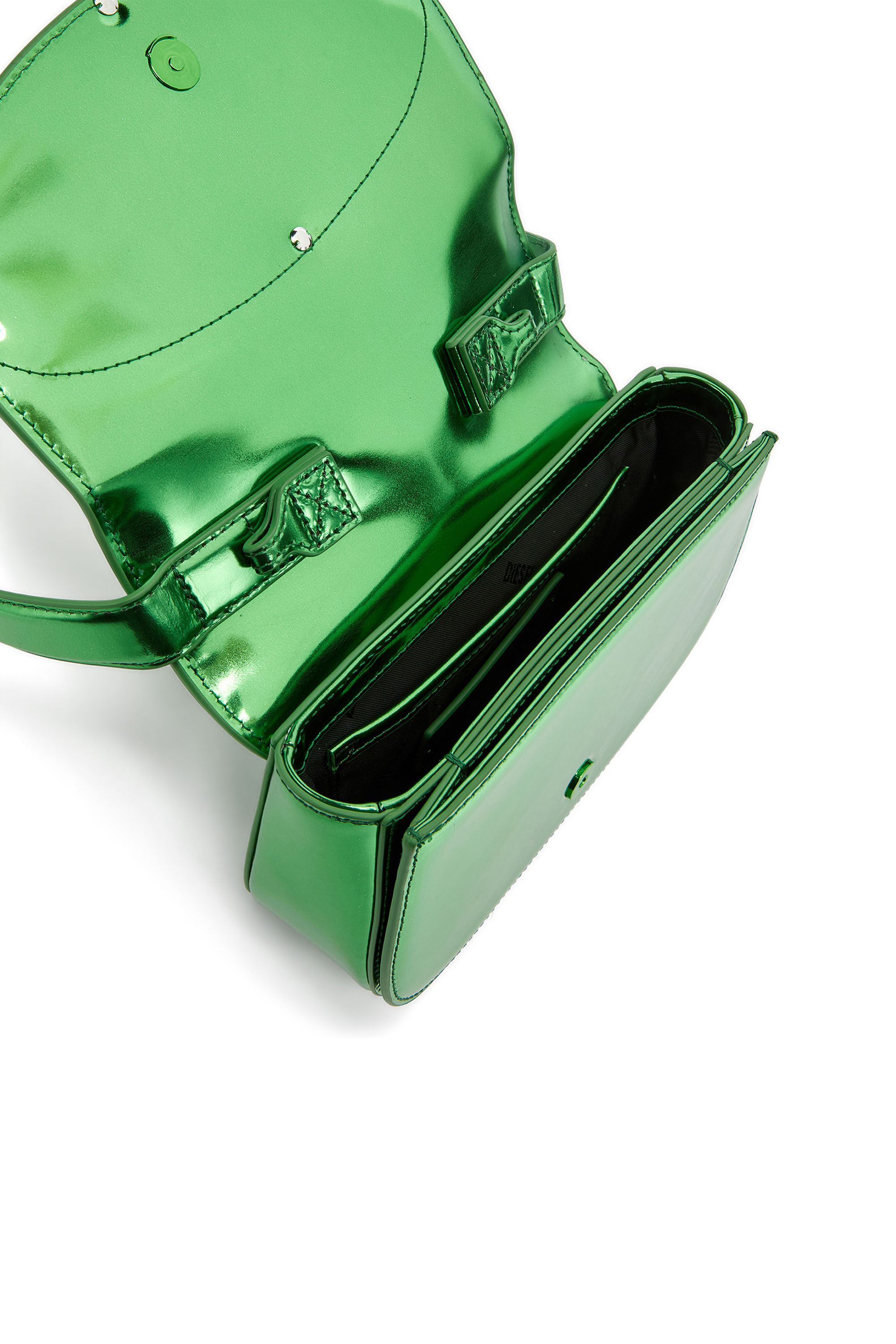 Diesel - 1DR, Mujer 1DR-Bolso icónico de hombro redondo de cuero espejado in Verde - Image 5