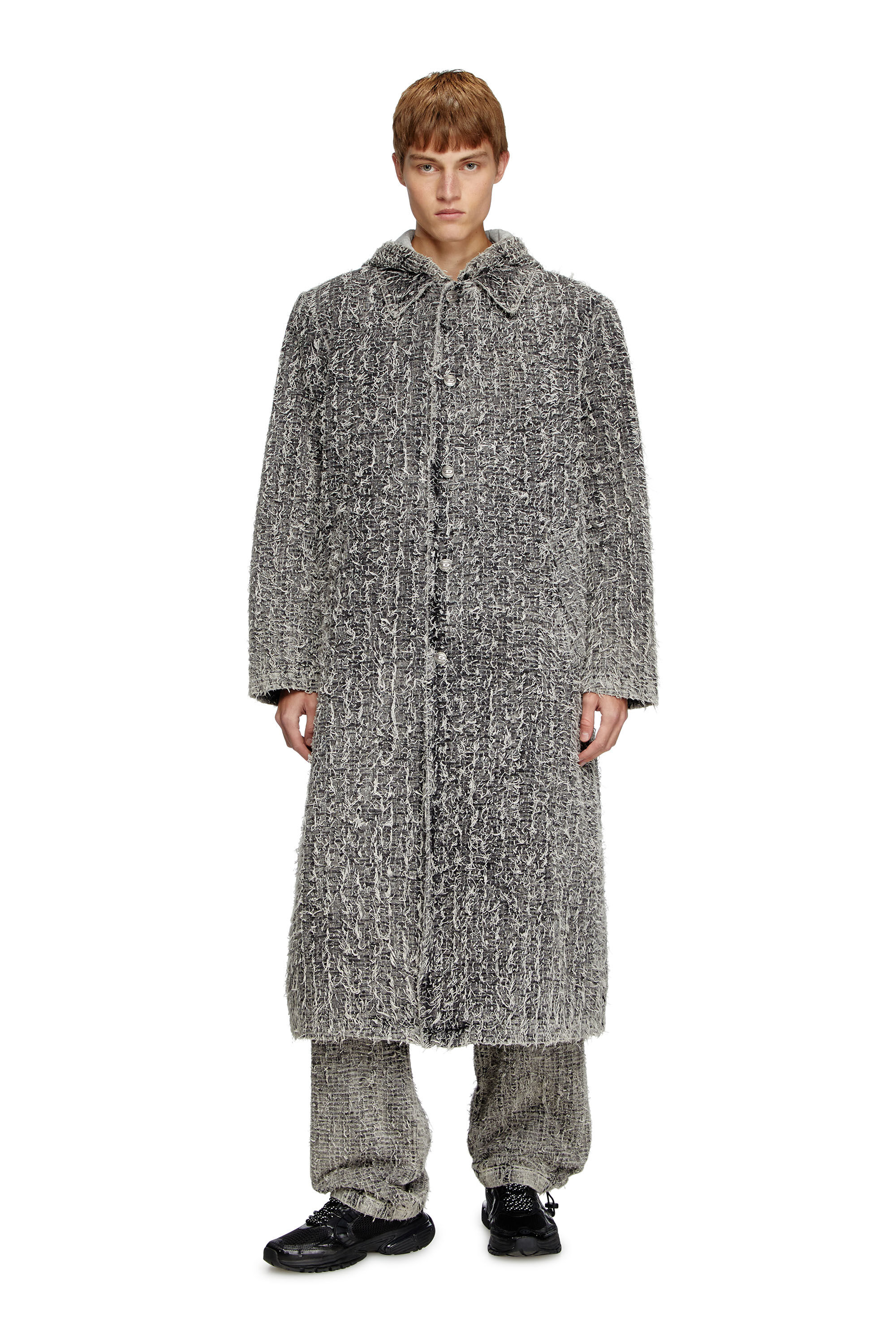 Diesel - D-JACK-S, Abrigo con capucha en denim bouclé Unisex in Negro - 1