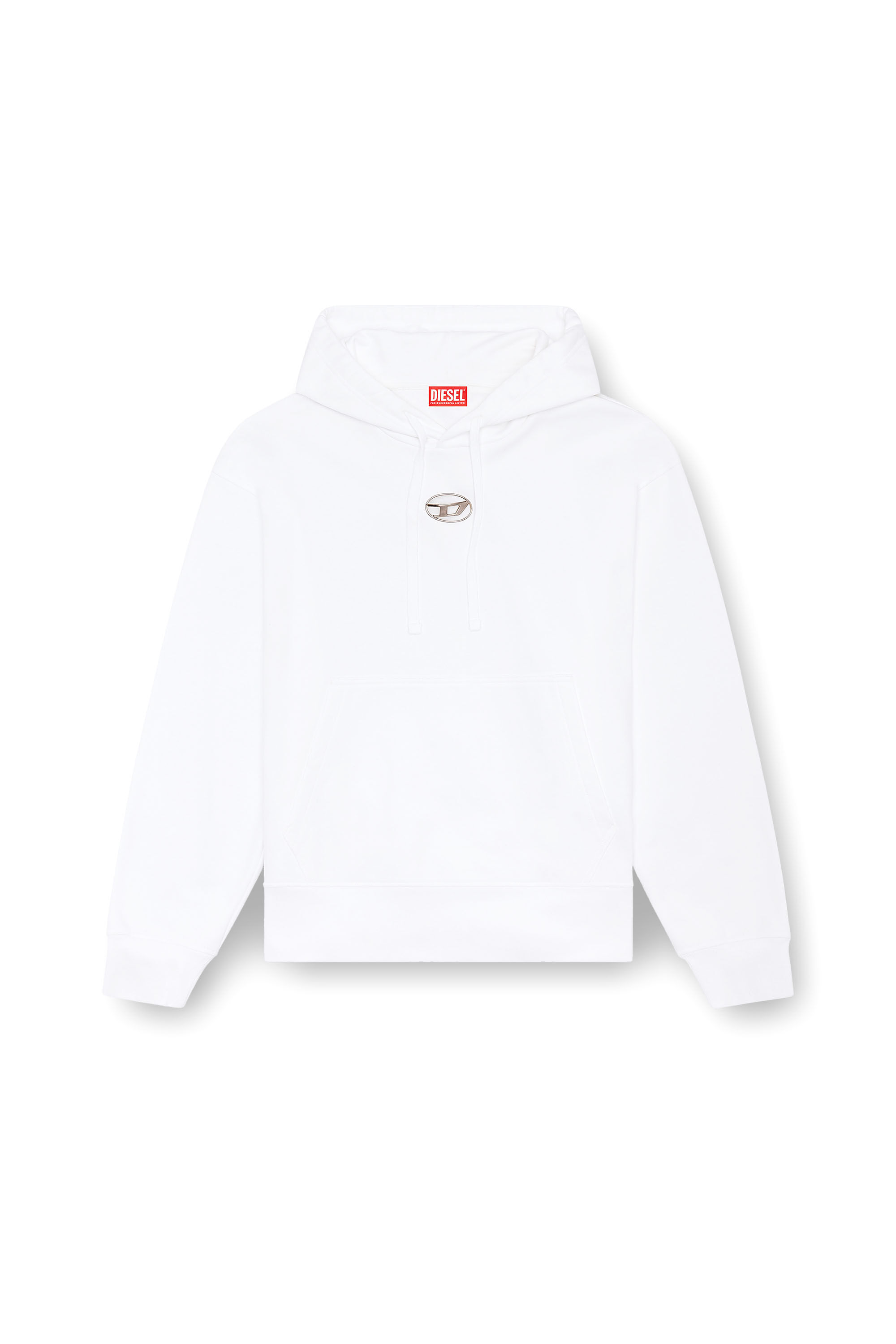 Diesel - S-MACS-HOOD-OD, Sudadera con capucha extragrande con logotipo met&aacute;lico Hombre in Blanco - 2
