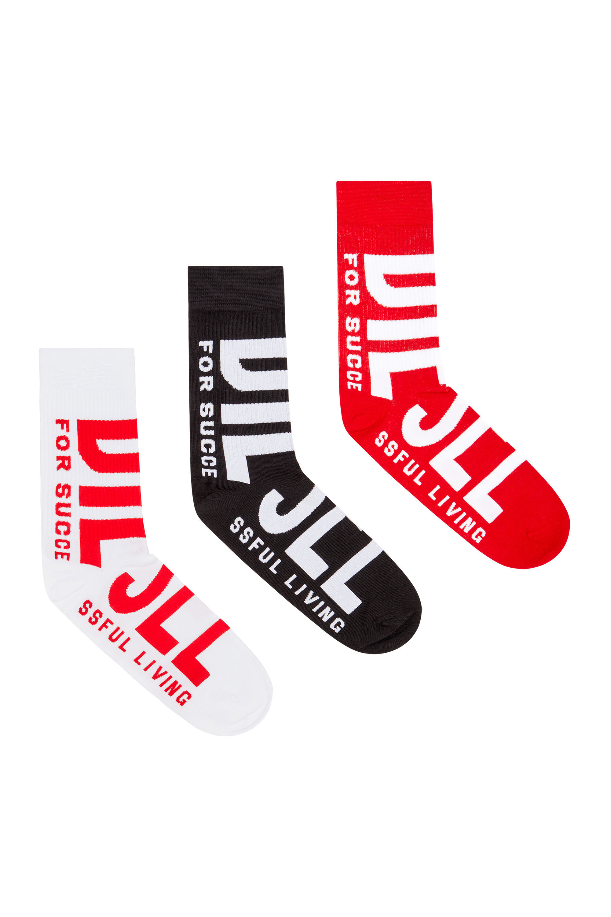 Diesel - SKM-RAY-THREEPACK, Paquete de 3 calcetines con logotipo grande Hombre in Multicolor - 1