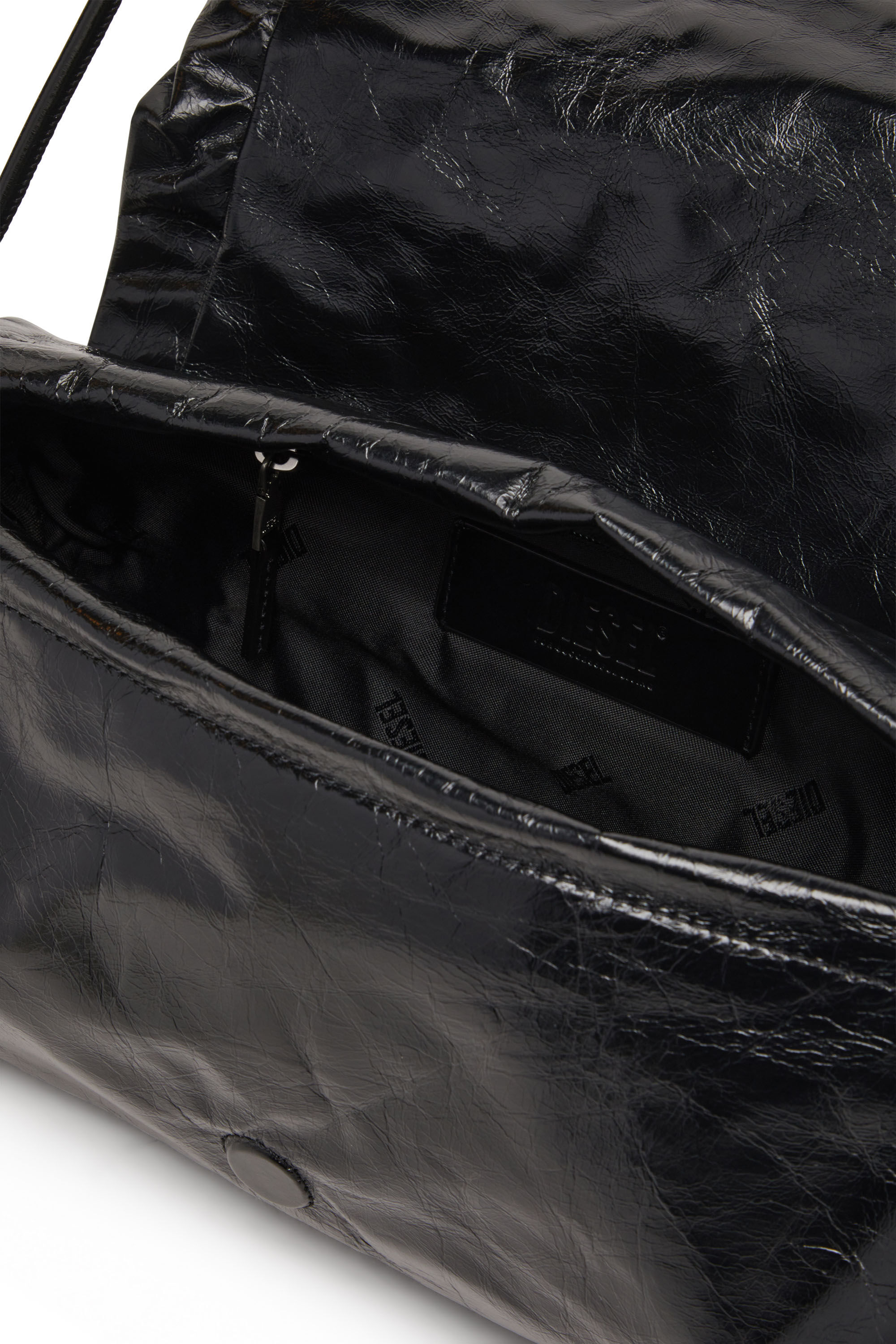 Diesel - SCRUNCH-D SHOULDER M, Scrunch-D M-Bolso de hombro en cuero brillante Mujer in Negro - 5