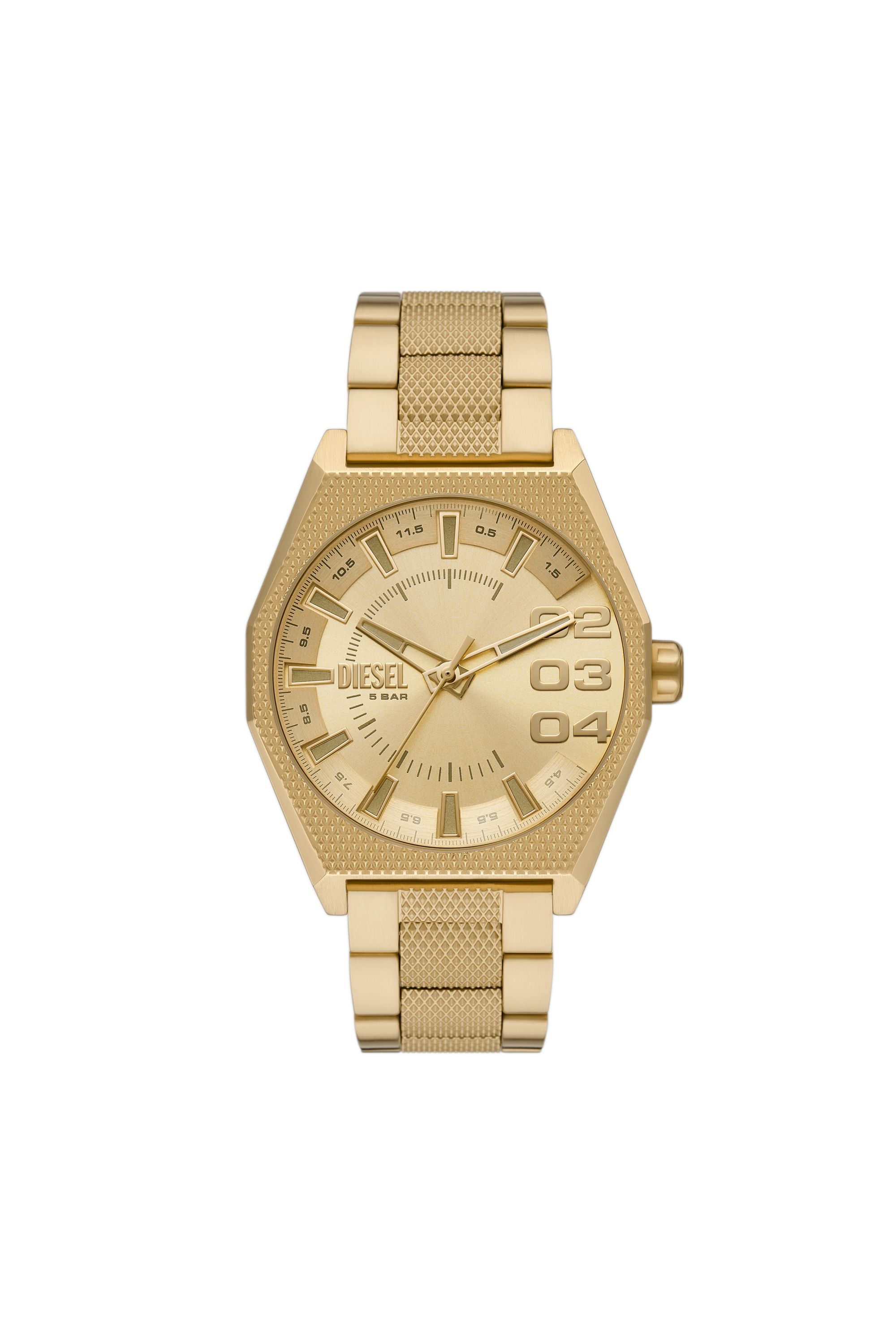 Reloj Scraper de acero inoxidable Hombre Dorado Diesel