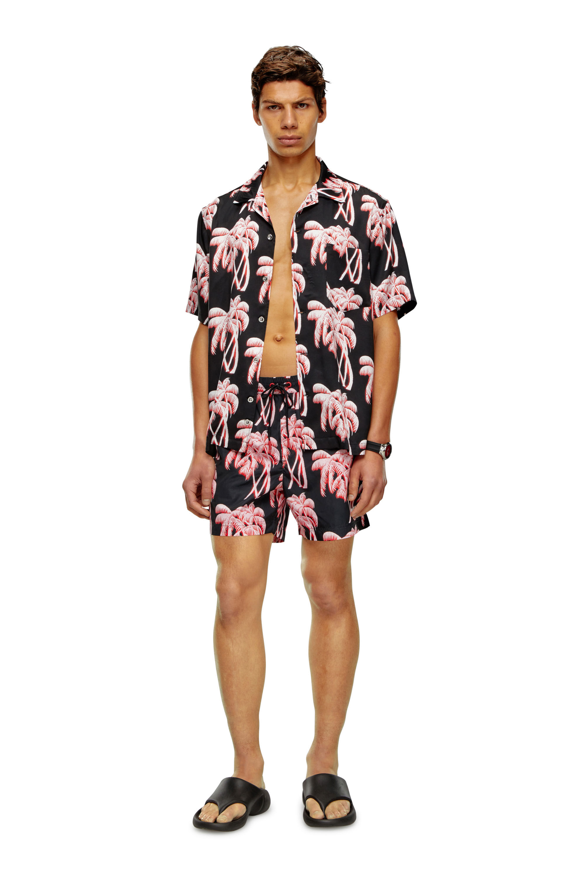 Diesel - BMOWT-ADRIAN, Shorts de baño de longitud media con estampado tie-dye Hombre in Multicolor - 2
