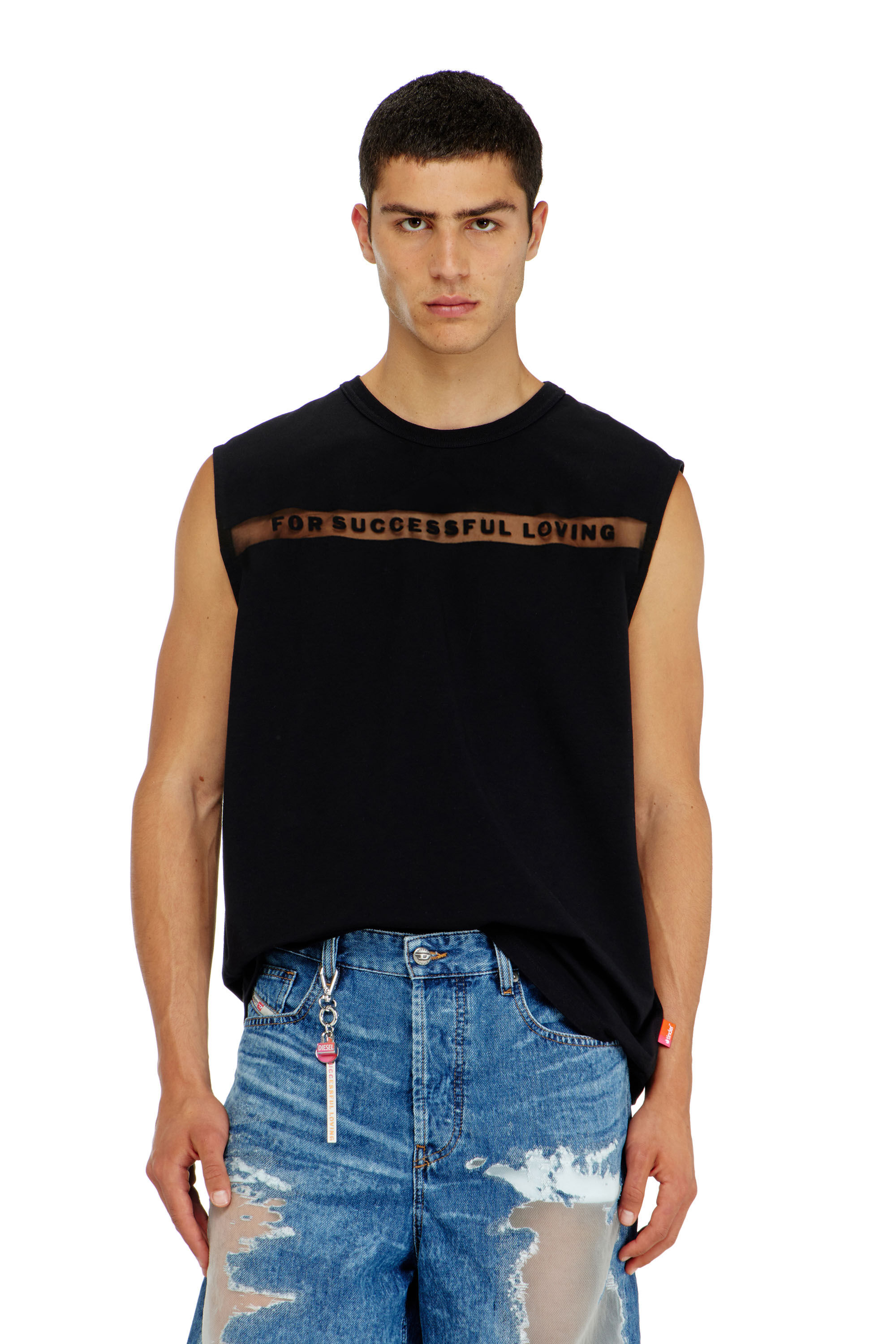 Diesel - PR-T-NORM-BISC-MATI-R, Camiseta de tirantes con logo For Successful Loving Unisex in Negro - 3