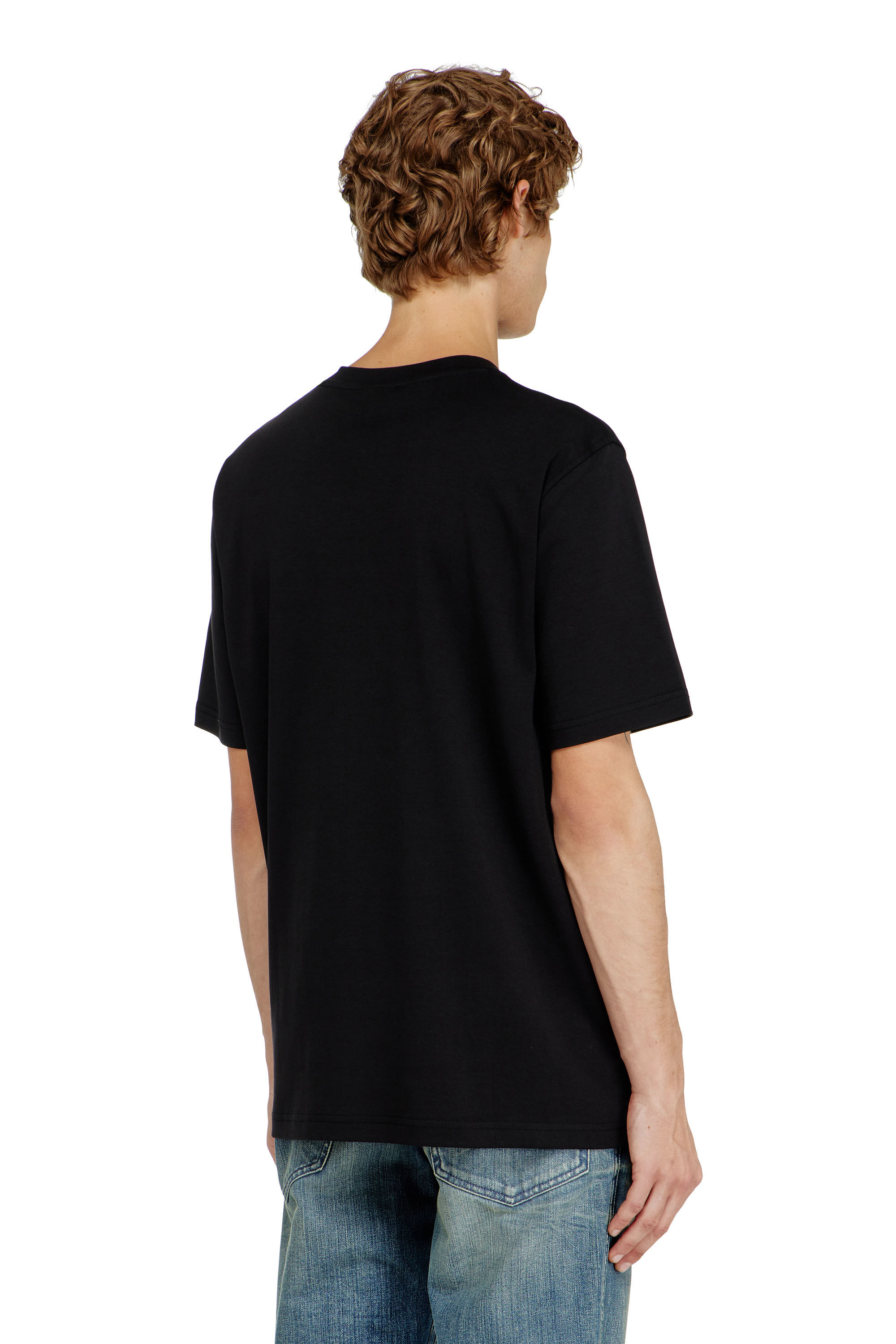Diesel - T-ADJUST-V-MICRODIV, Camiseta de cuello de pico con microbordado de logo Hombre in Negro - 4