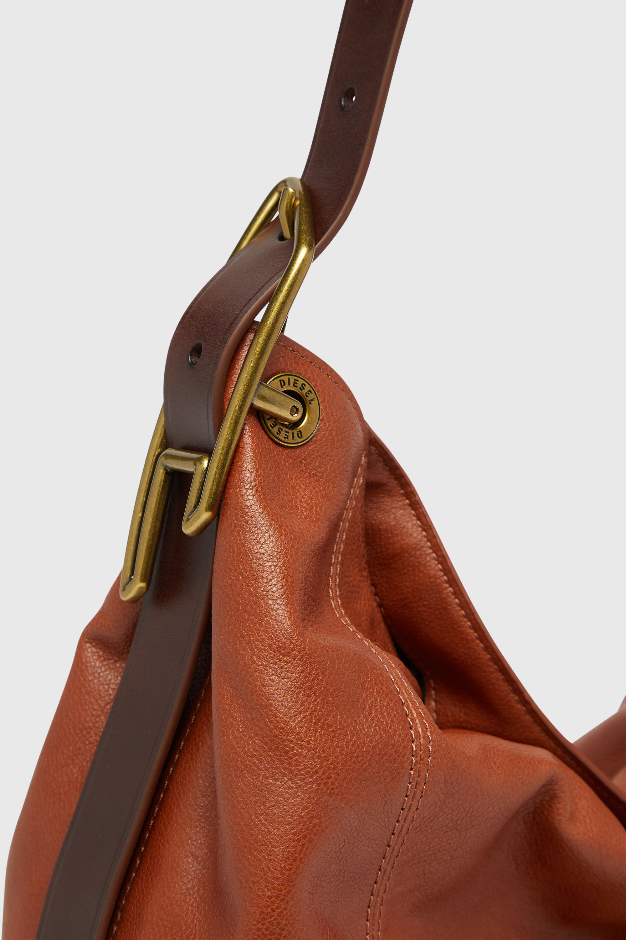 Diesel - D-LINE HOBO S, D-Line-Bolso de piel brillante Mujer in Marr&oacute;n - 6