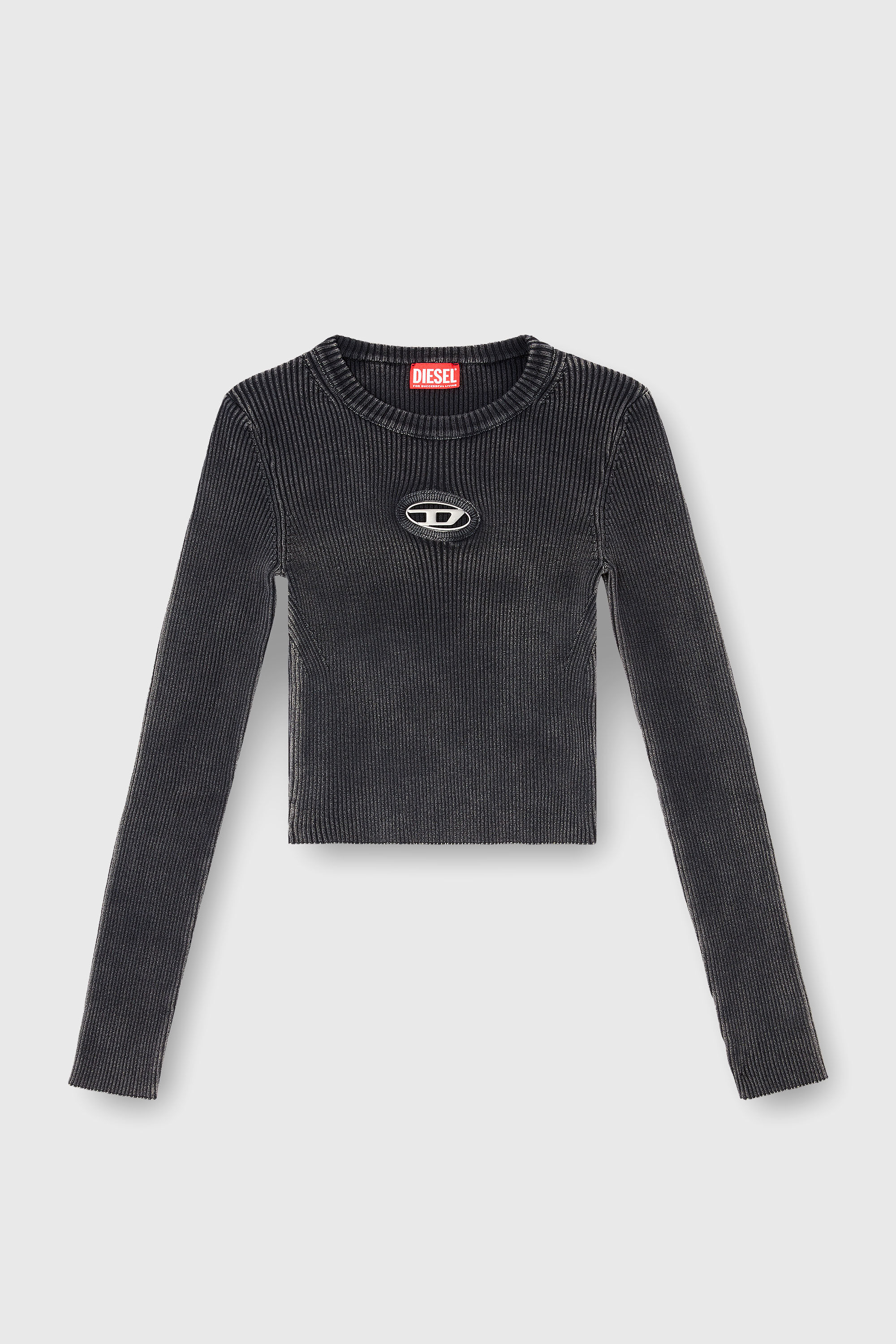 Diesel - M-ANCHOR-A, Jersey corto con logotipo recortado Mujer in Negro - 2