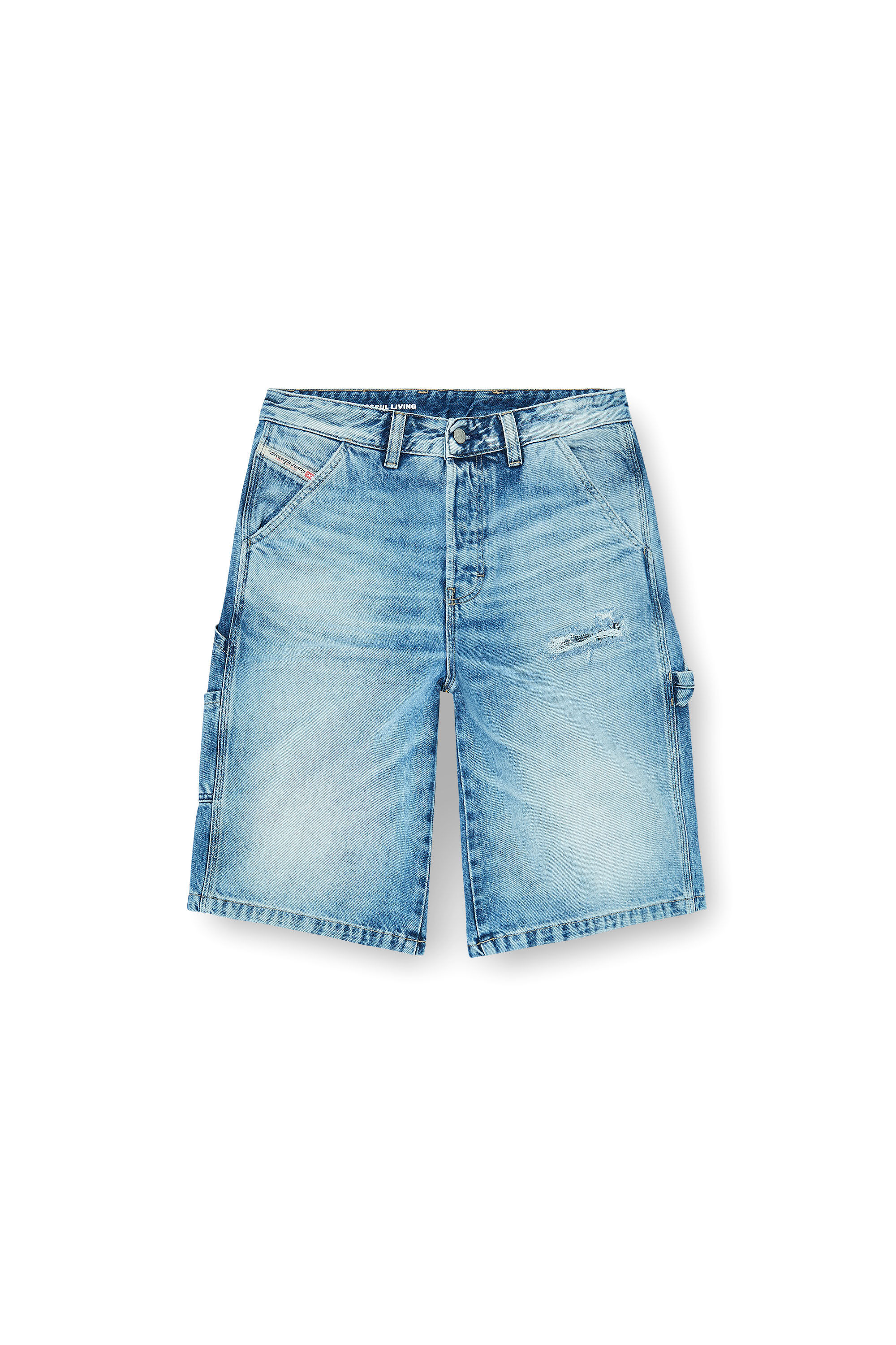 Diesel - D-LIVERY-W-SHORT, Shorts Relaxed en denim fluido con abrasiones Hombre in ToBeDefined - 2