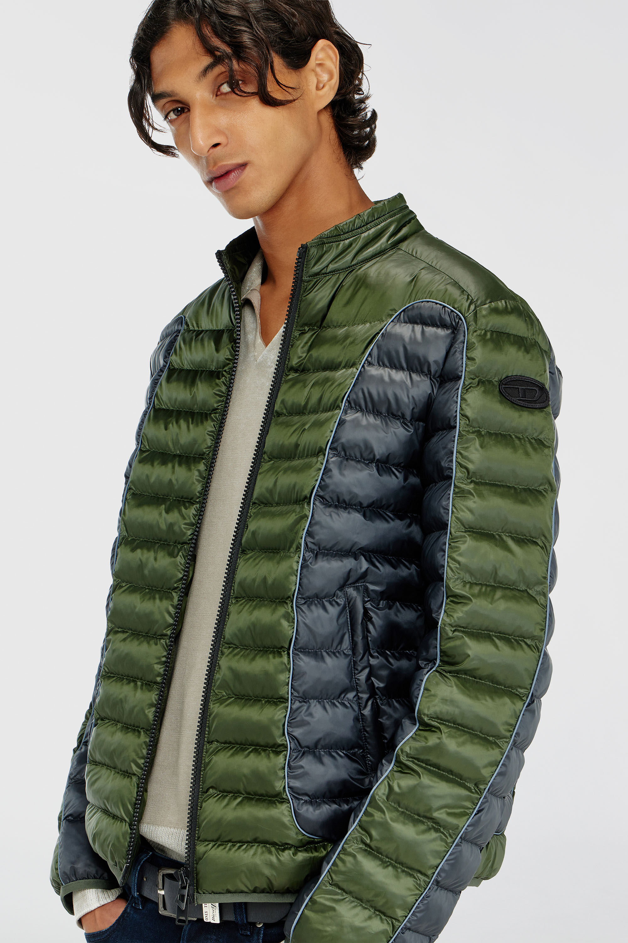 Diesel - W-PILOT-BLOCK, Chaqueta acolchada estilo biker con dise&ntilde;o a bloques de color Hombre in Multicolor - 5