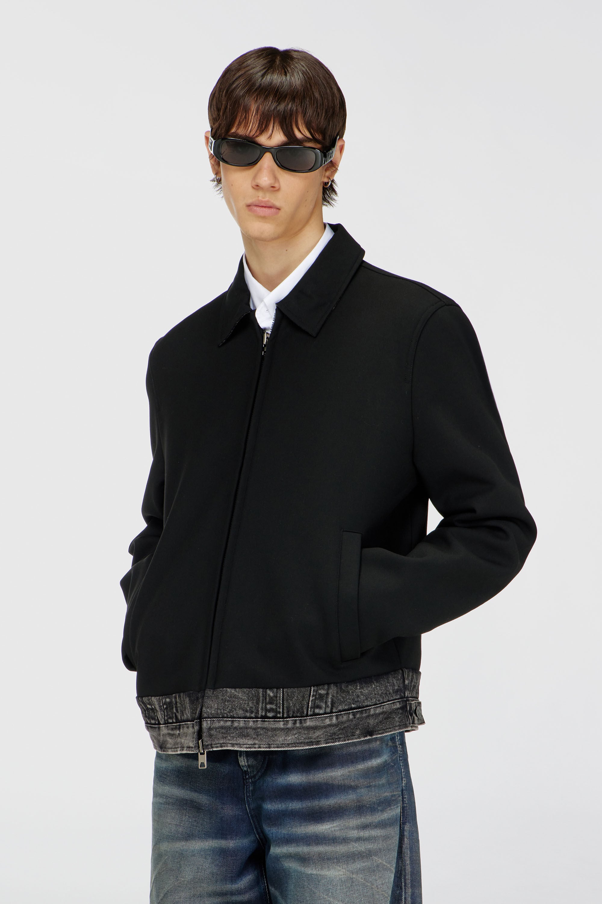 Diesel - J-RAJAM, Man's Coach jacket with denim section in Black - 3