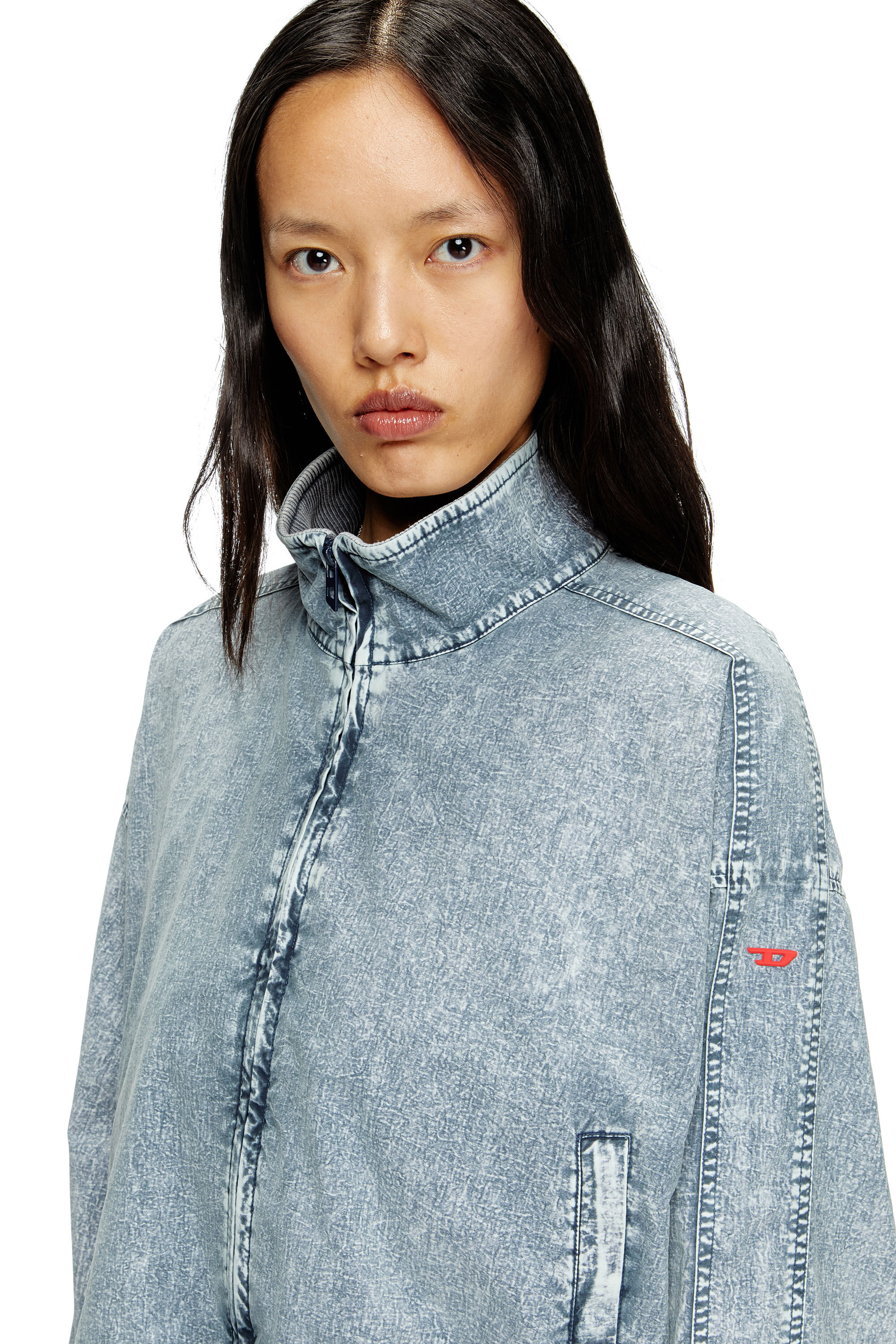 Diesel - G-LEAM-R1, Chaqueta recortada en taslan de nailon reciclado Mujer in Azul marino - 5