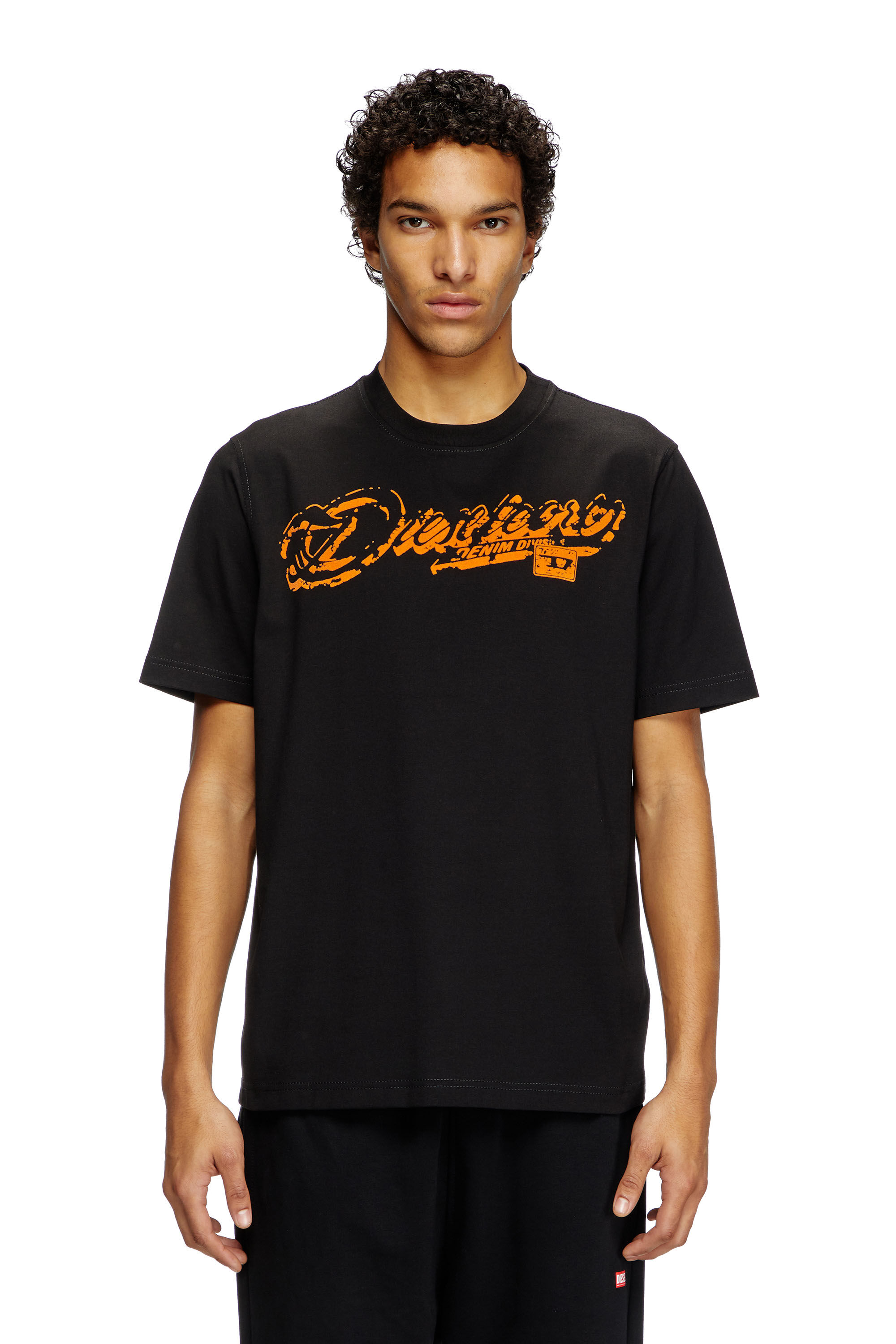 Diesel - T-ADJUST-R7, Camiseta con logotipo desgastado en relieve Hombre in Negro - 3