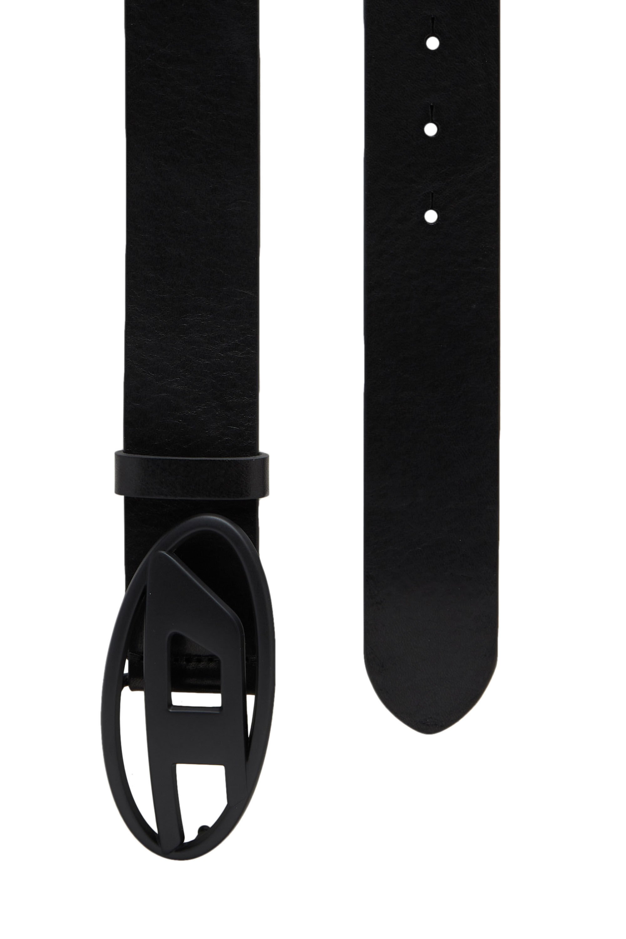 Diesel - B-1DR, Unisex Leather belt with tonal buckle in Black - Image 2
