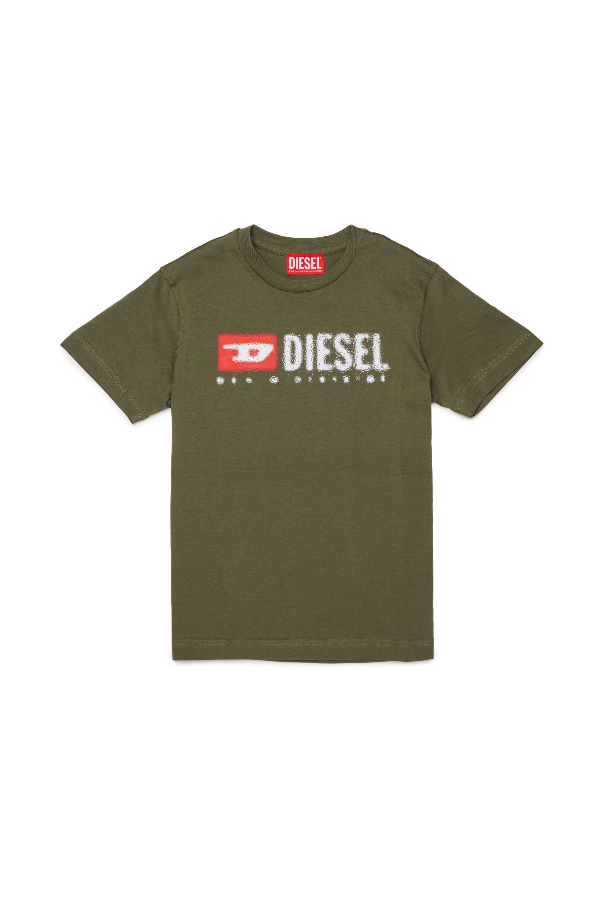 Diesel - TADJUSTK14, Camiseta de algodón con logo estampado Hombre in Verde - 1
