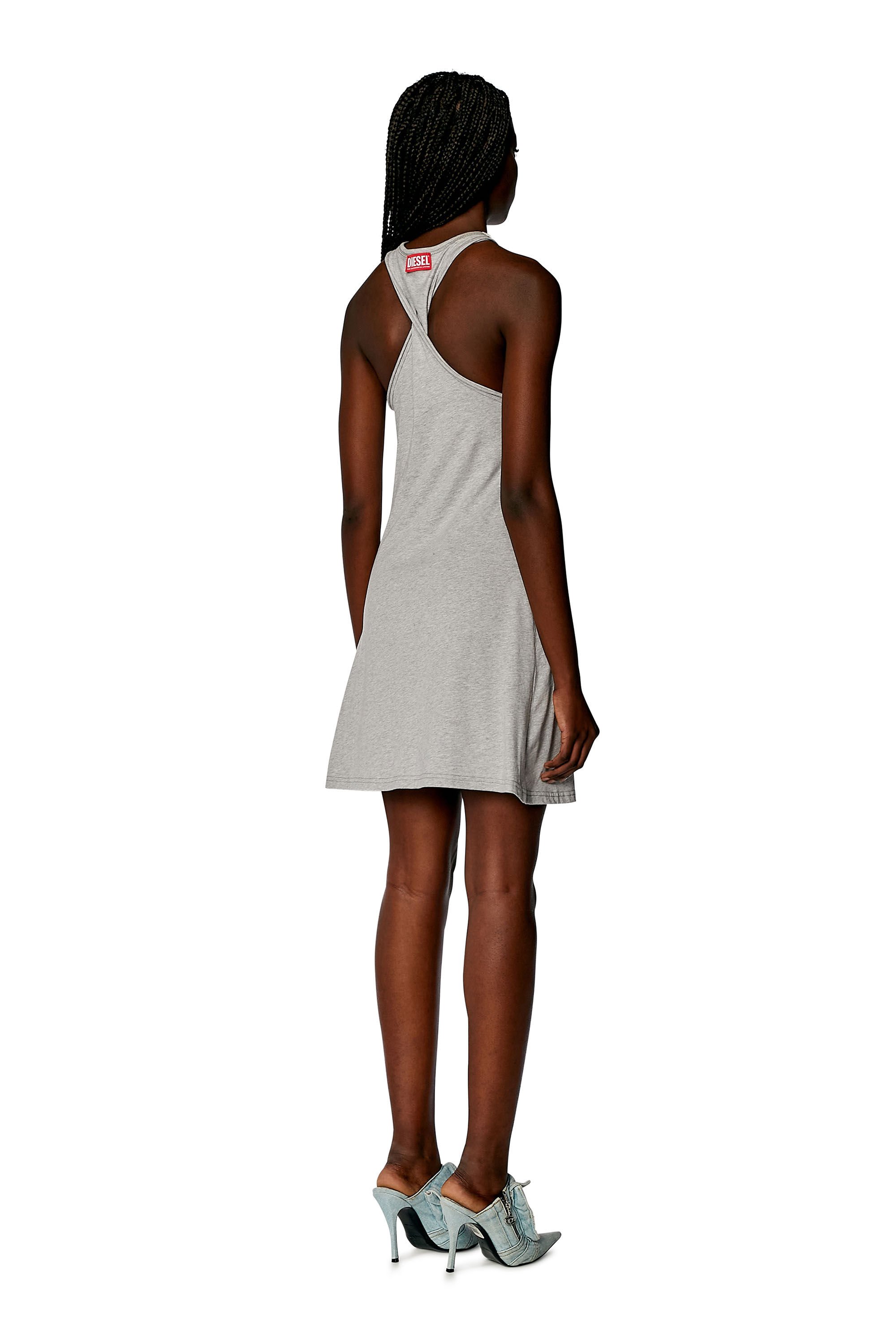 Diesel - D-ZELIE, Woman Short halterneck dress in printed jersey in Grey - Image 3