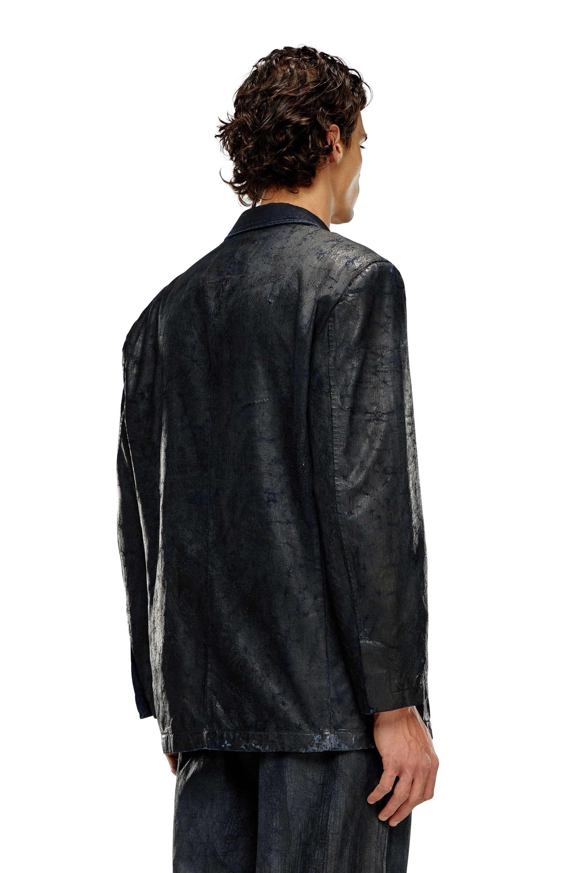 Diesel - D-BLA-FSE, Blazer de denim con recubrimiento craquelado Hombre in Negro - 4