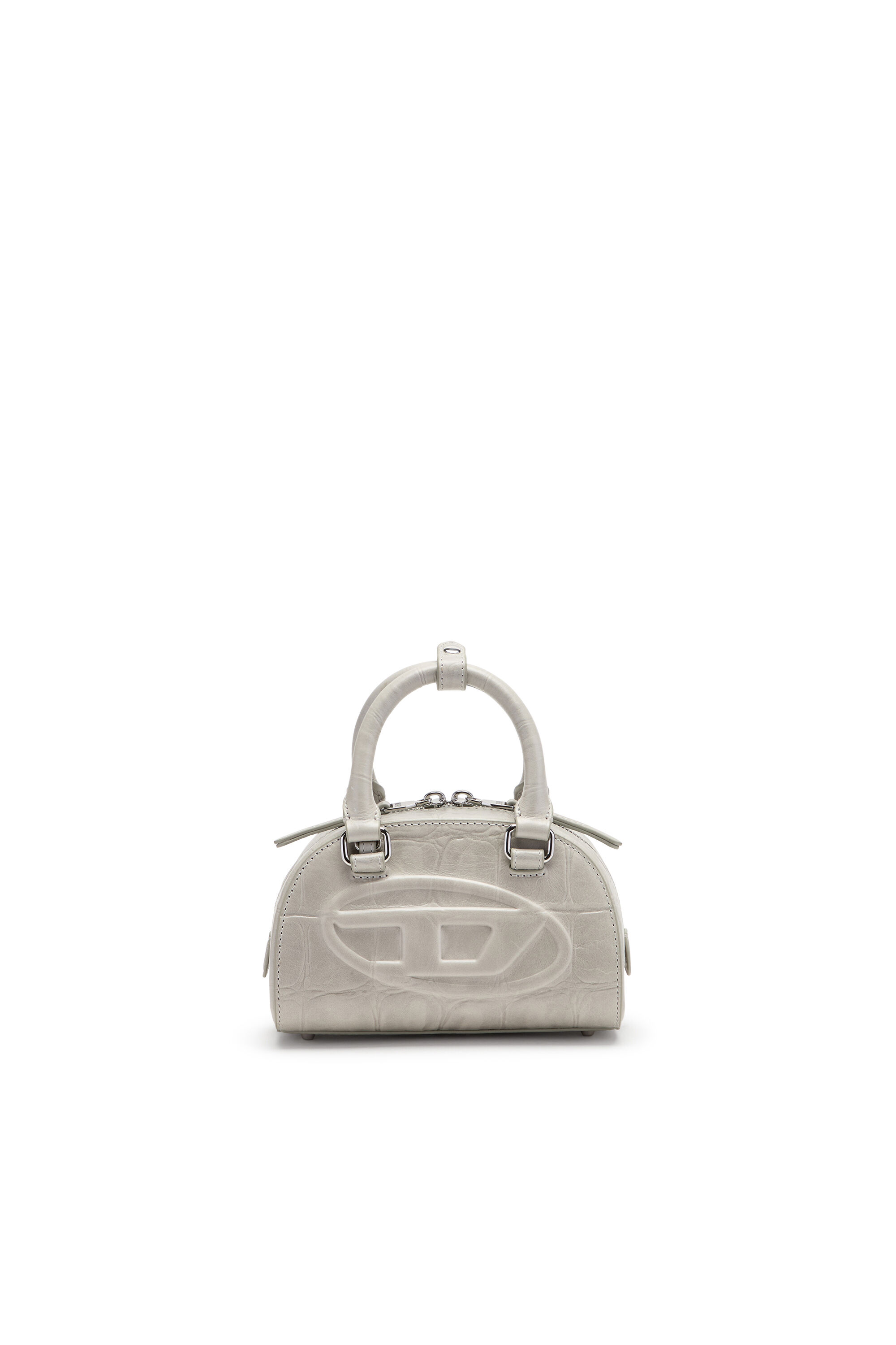 Diesel - 1DR DOME CROSSBODY, Bolso bowling Dome-Mini 1DR en piel efecto cocodrilo Mujer in Gris - 1